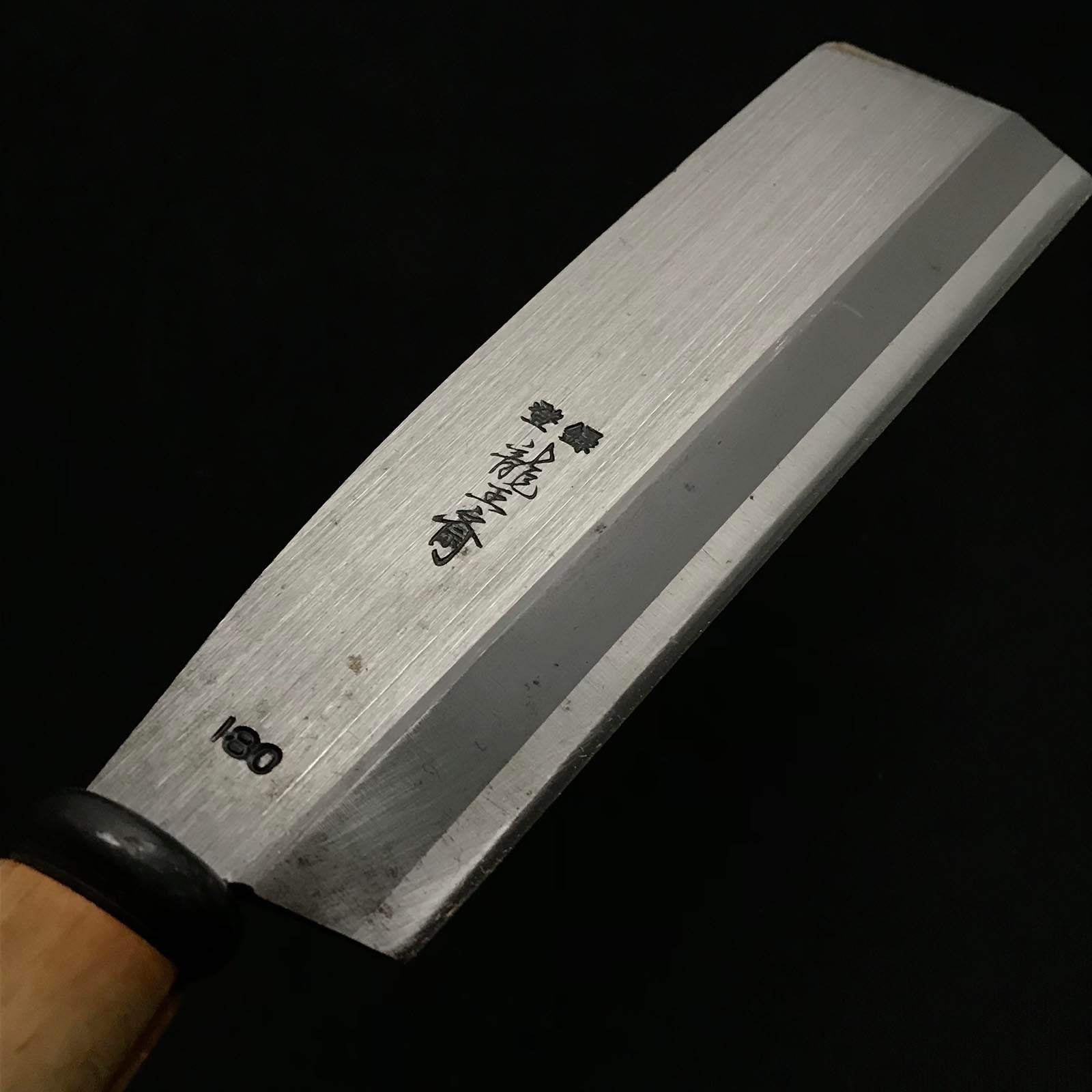 Old stock Ryuousai Single edged Nata right hand 龍王斎 鉈 片刃 磨き仕上げ 右 180mm