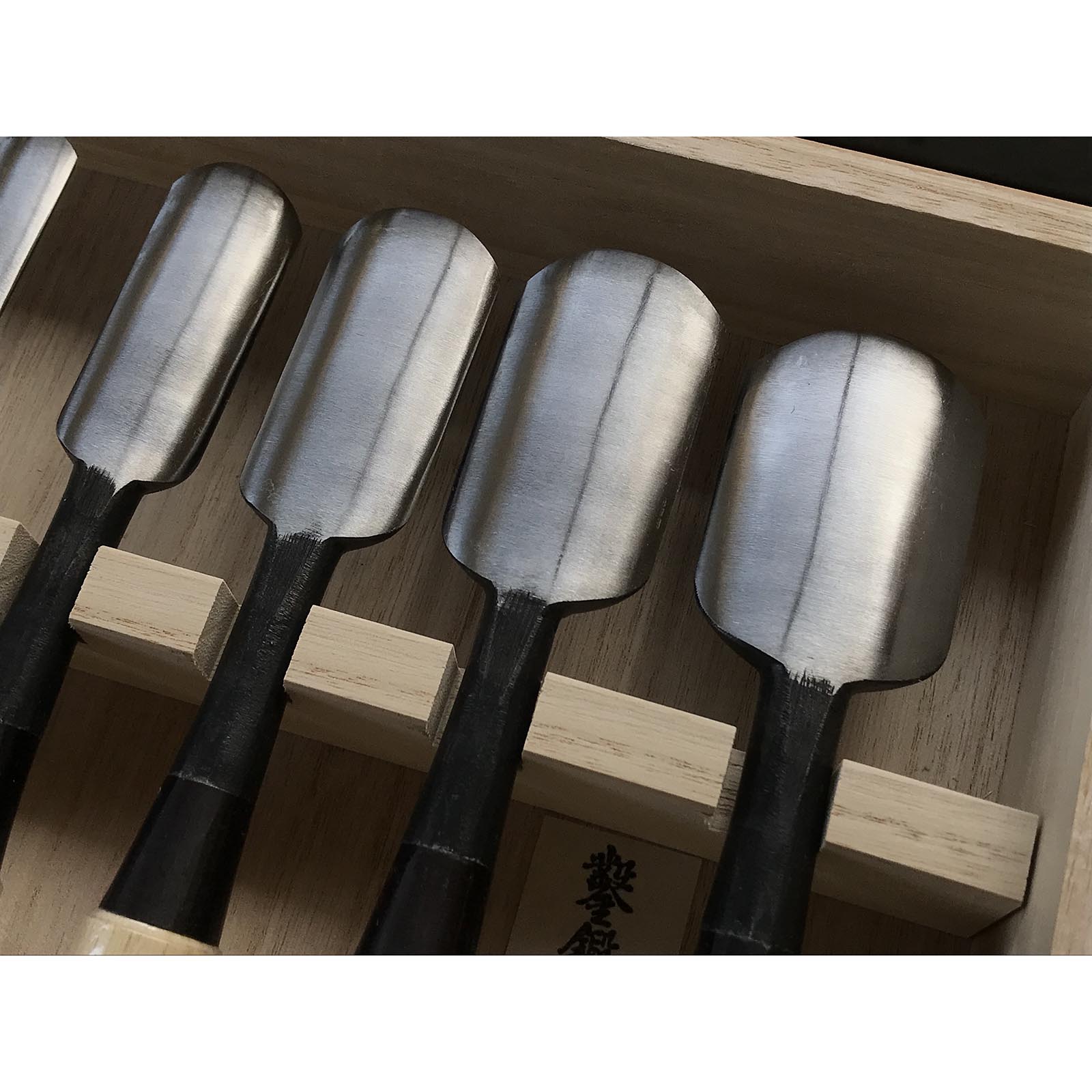 Tasai Soto maru chisels set with blue steel 田斎 外丸組鑿 Sotomarunomi