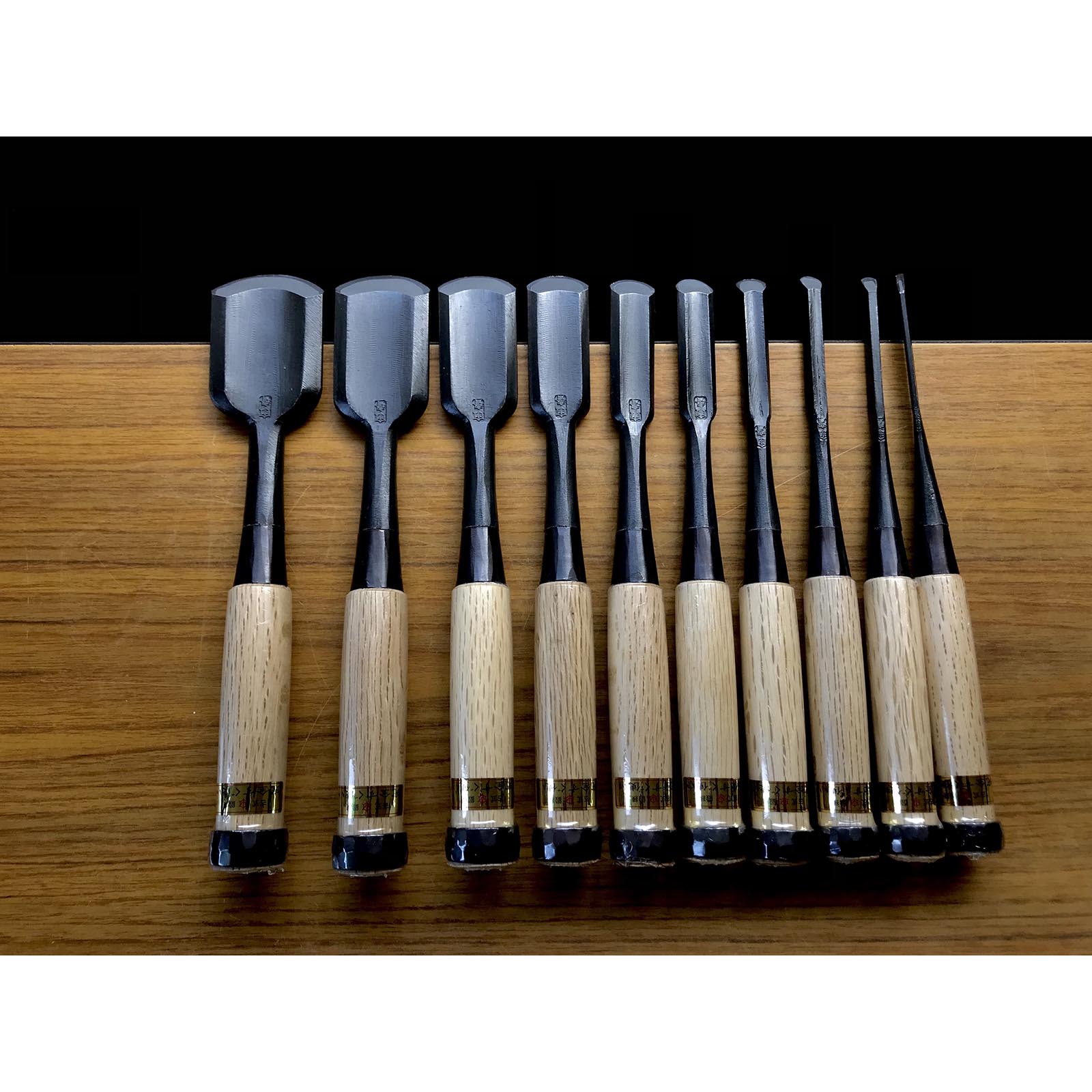 Tasai Soto maru chisels set with blue steel 田斎 外丸組鑿 Sotomarunomi