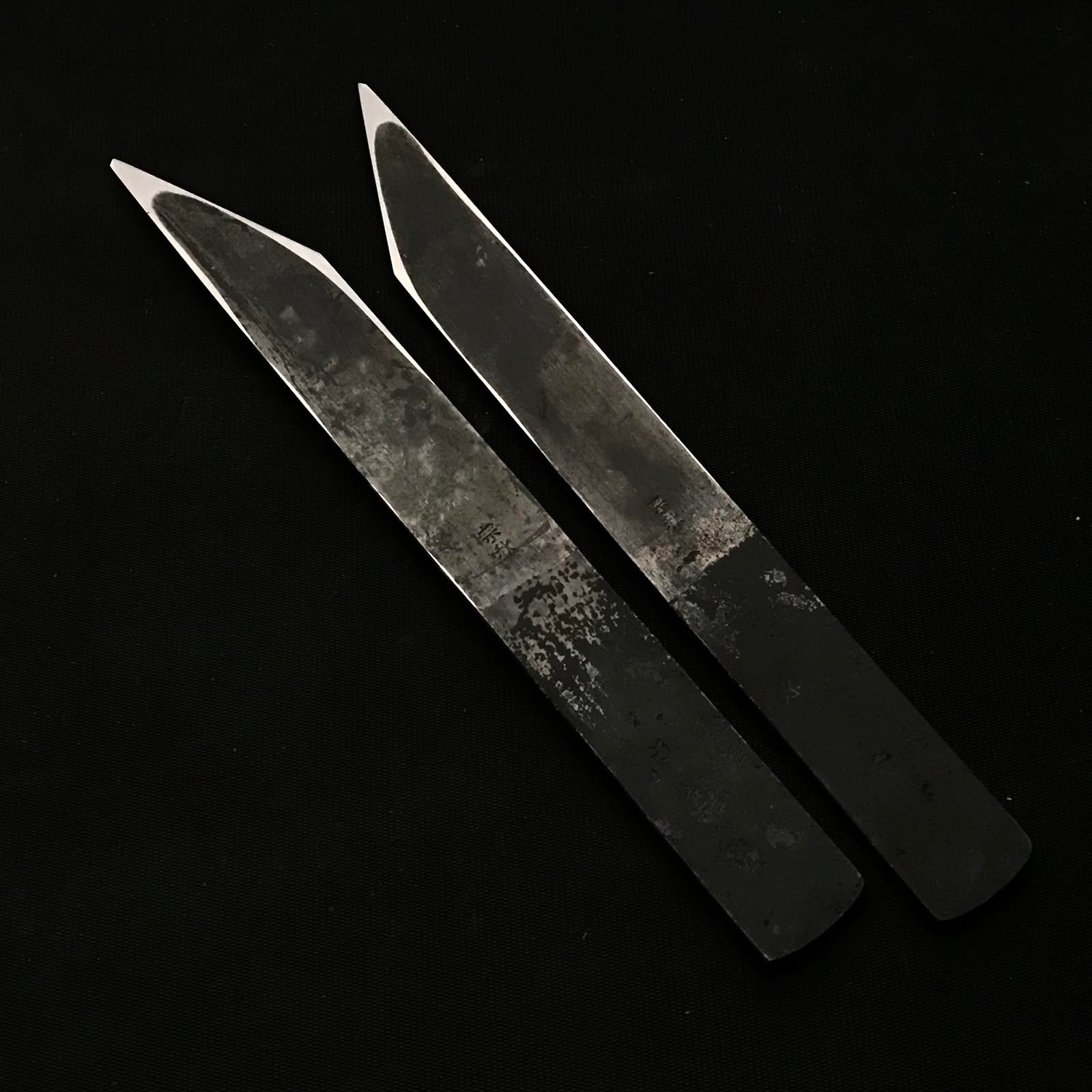 Muneaki Kiridashi with white steel #2 by Yaegashi Uchihamono 宗秋 八重樫打刃物製作所作 黒打 切出し小刀 白紙2号鋼 右&左 21mm