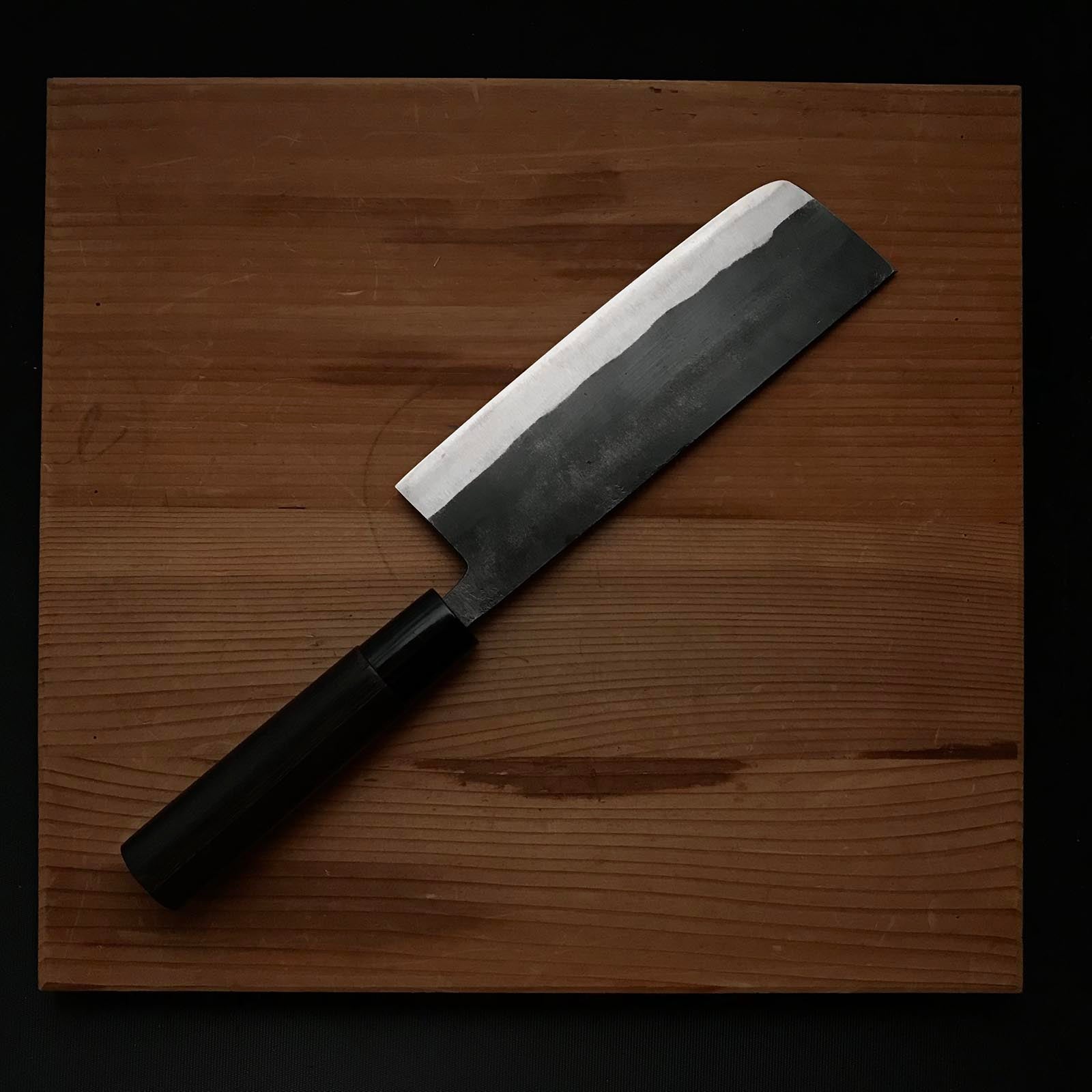 Ichikansai Nakiri Bocho with white steel 一貫斎 菜切包丁 白紙付 165mm