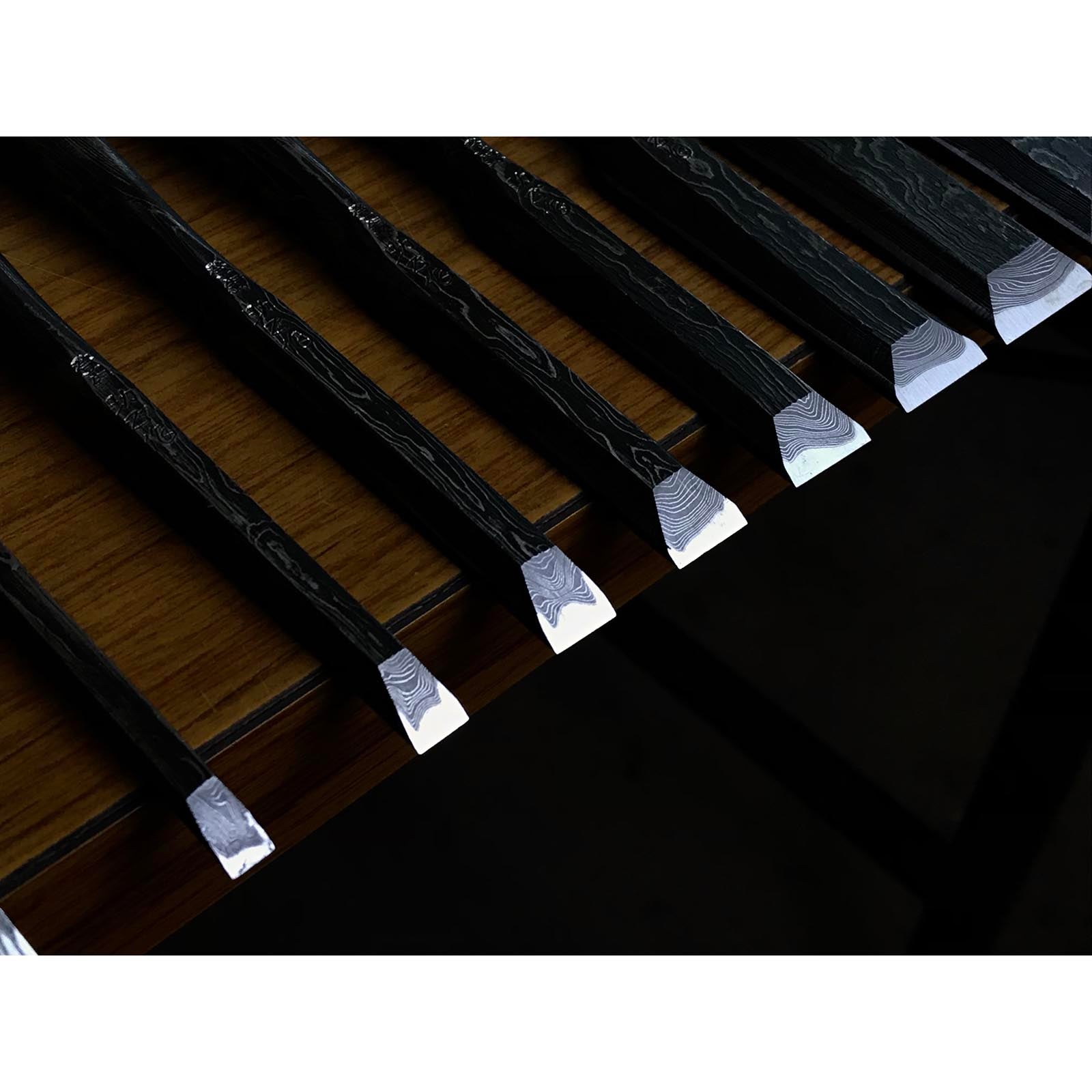 Sukemasa #2 Suminagashi Bench chisels set ___助正 墨流し 追入15本組鑿 Oirenomi