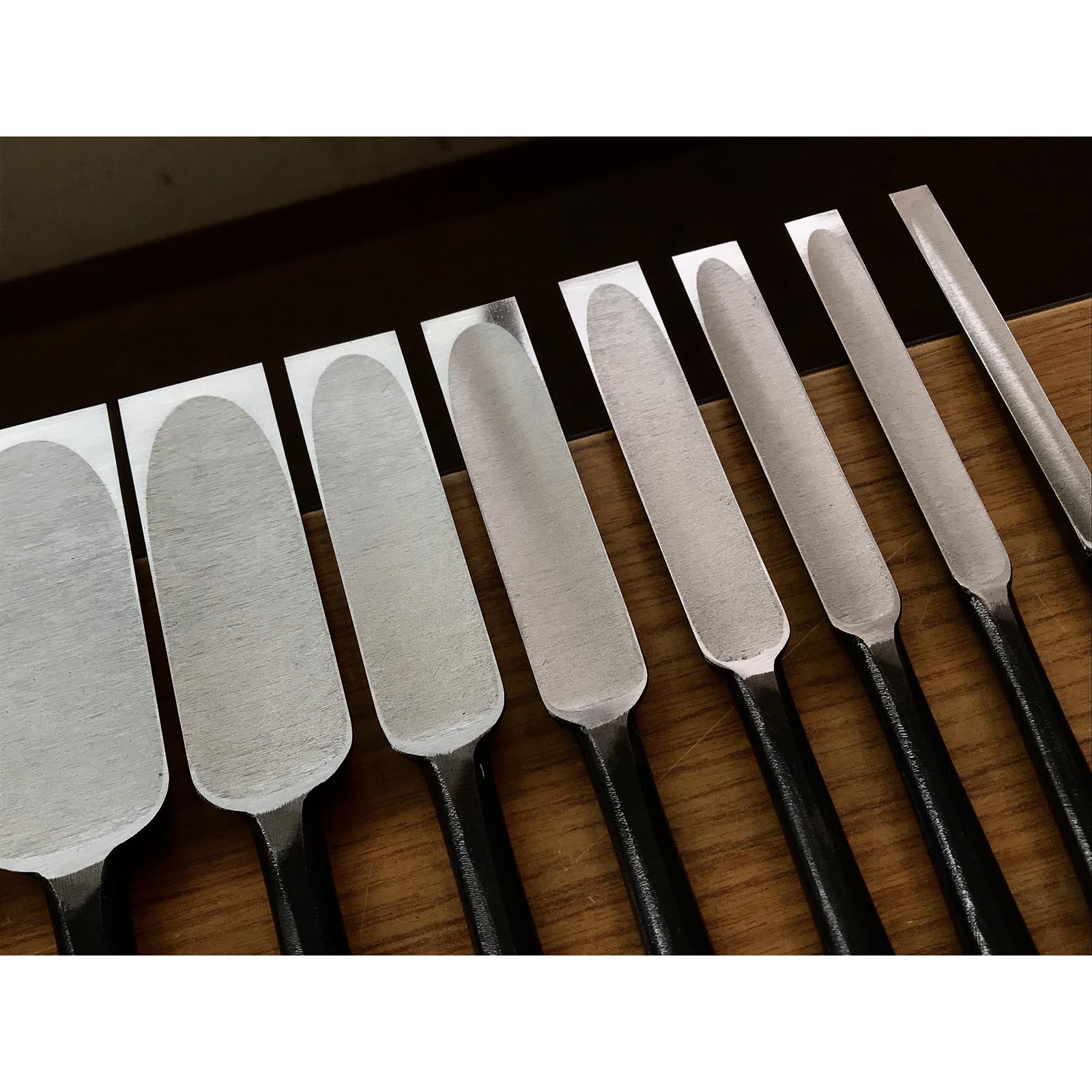 Tasai Paring chisels (Usunomi) with blue steel 田斎作 薄鑿 9~48mm