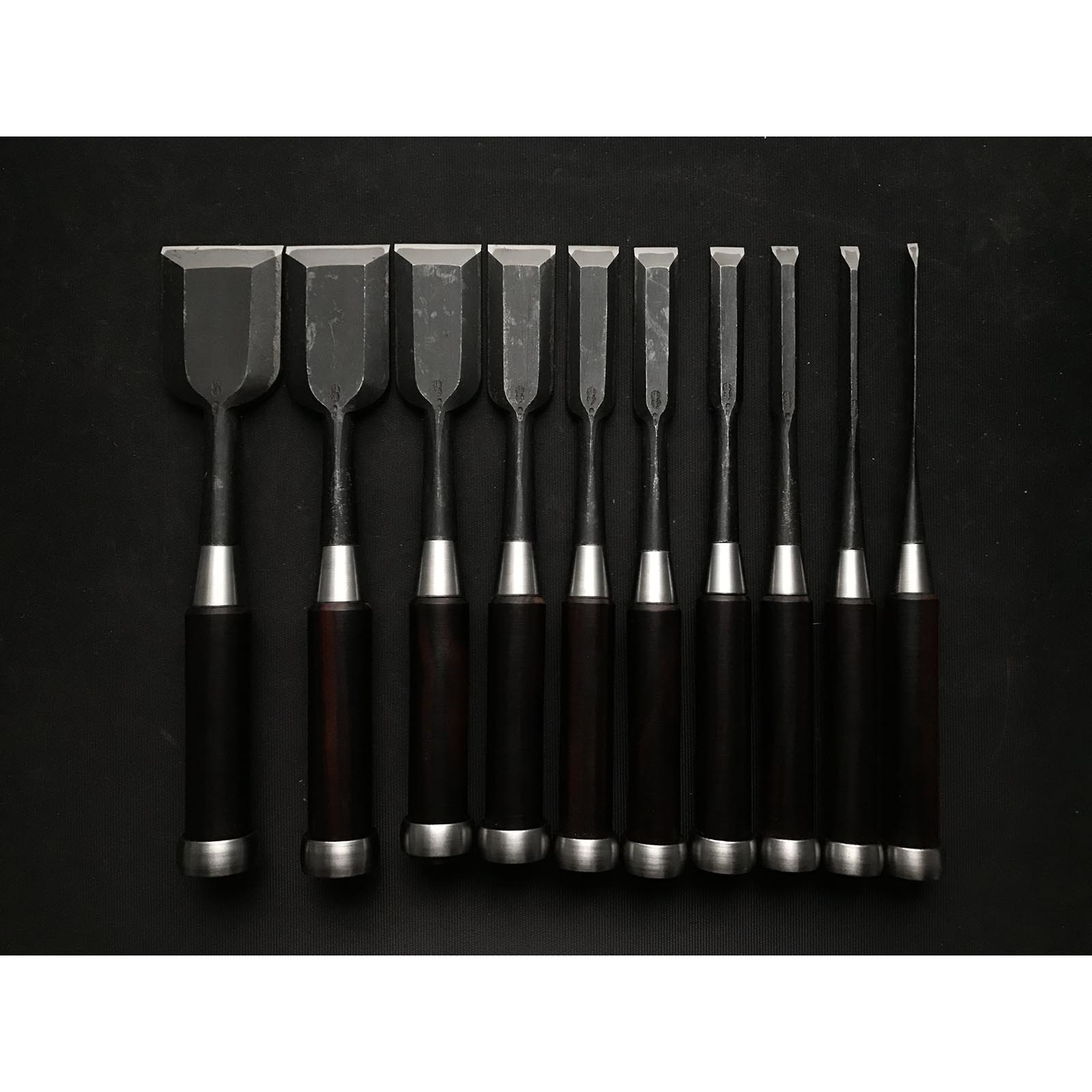 Old Stock Hidari Hisasaku First Generation Bench chisels set 掘出し物 池上喜作氏 初代左久作 追入組鑿