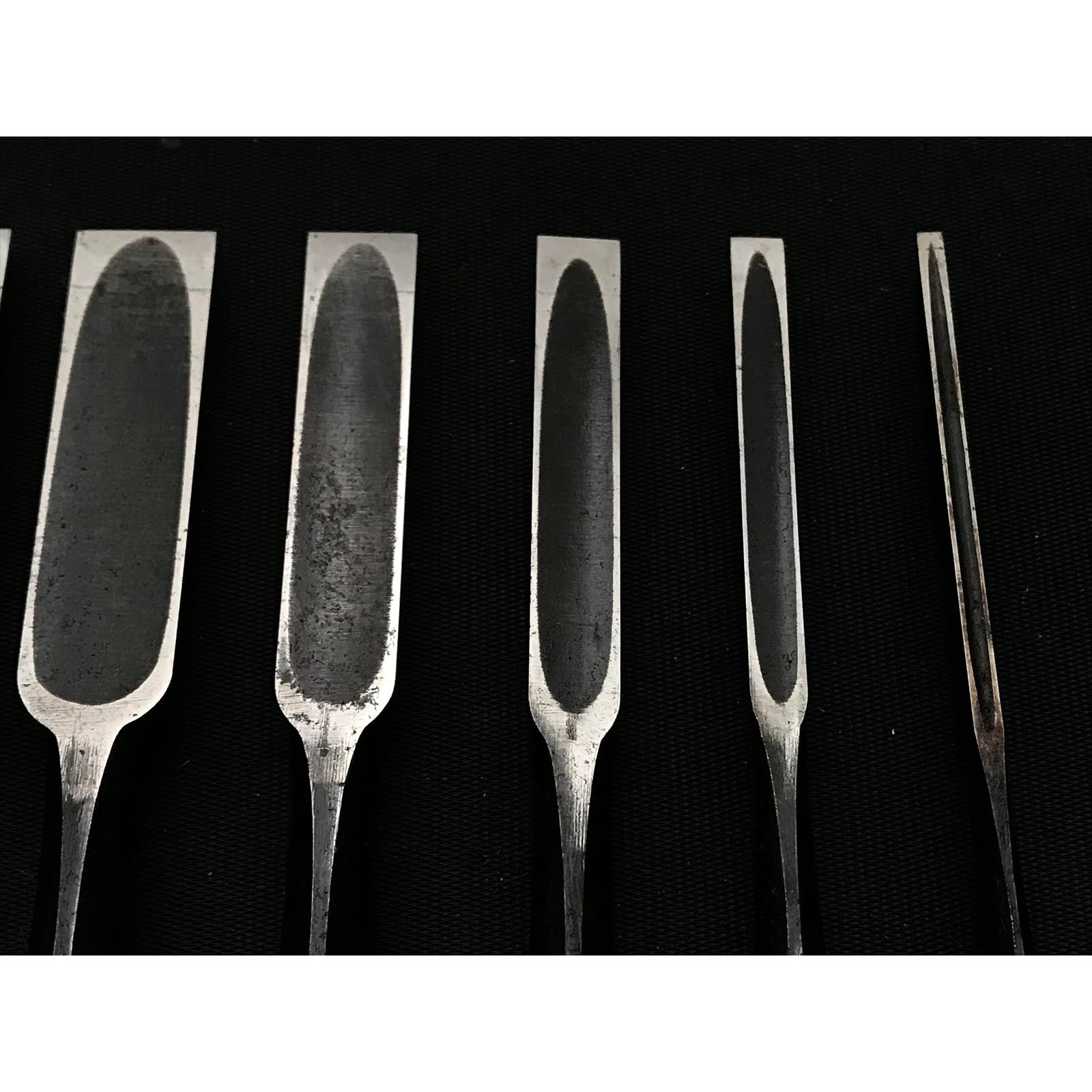 Old Stock Takahiro Kakuuchi Bench chisels set 掘出し物 孝弘 角打追入組鑿 鉄刀木柄