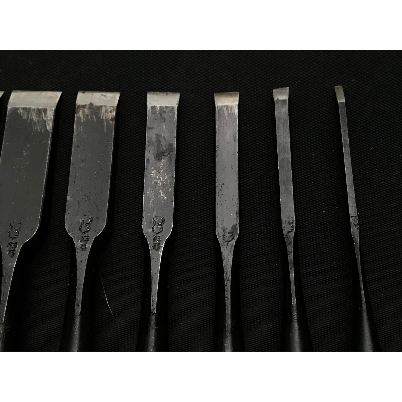 Old Stock Takahiro Kakuuchi Bench chisels set 掘出し物 孝弘 角打追入組鑿 鉄刀木柄