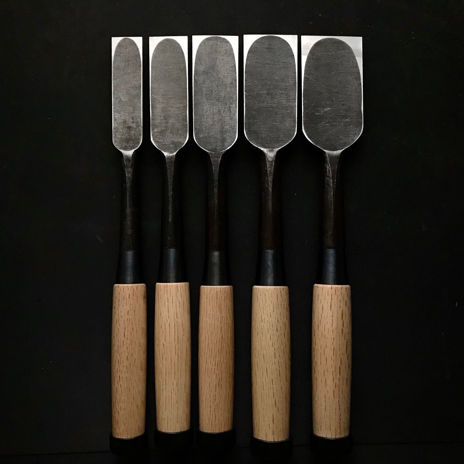 Kanetake Long neck Timber chisels by Takahashi Norikazu 高橋典三作 カネ武 5分首長 叩鑿 Tatakinomi 24,30,36,42,48mm