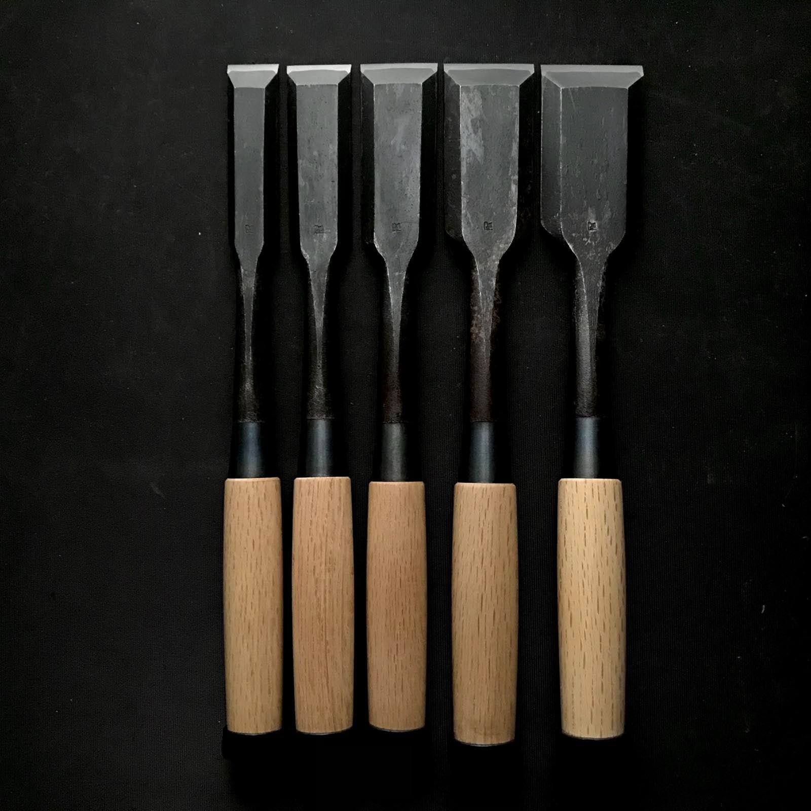 Kanetake Long neck Timber chisels by Takahashi Norikazu 高橋典三作 カネ武 5分首長 叩鑿 Tatakinomi 24,30,36,42,48mm
