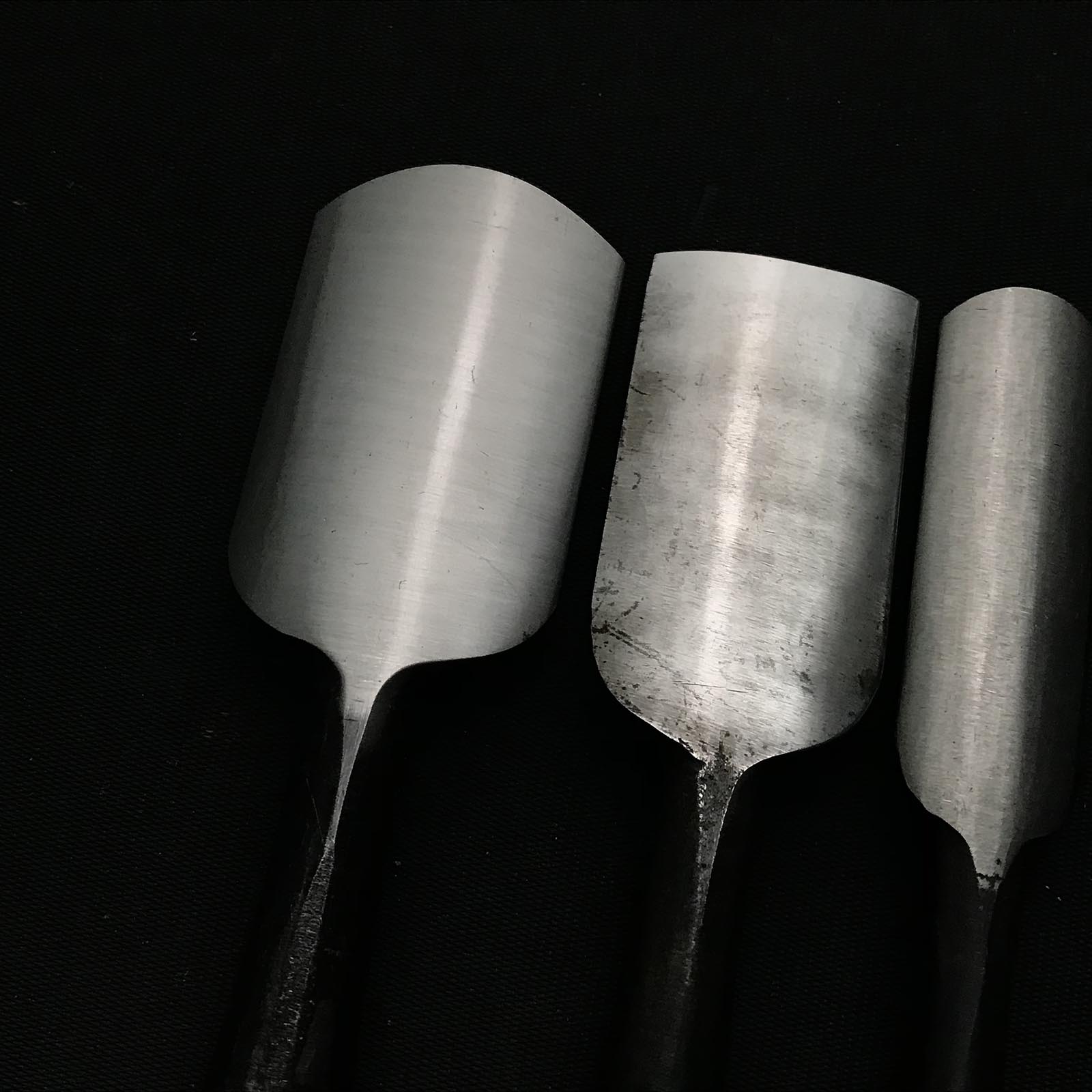 #13 Old stock Soto maru chisels set with white steel 掘出し物 外丸組鑿 6本組 Sotomarunomi