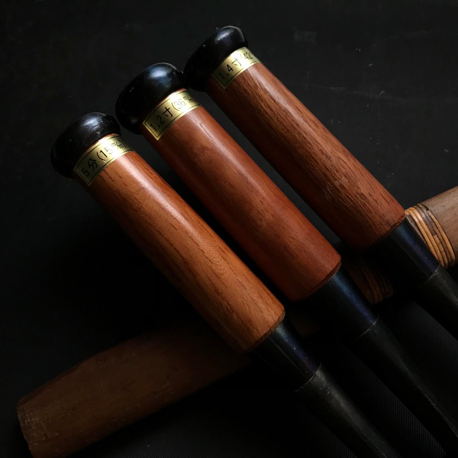 Old stock.Sukemaru 3rd Timber chisels by Usui Kinzaburo 掘出し物 三代助丸作 碓氷金三郎 叩き鑿 Tatakinomi