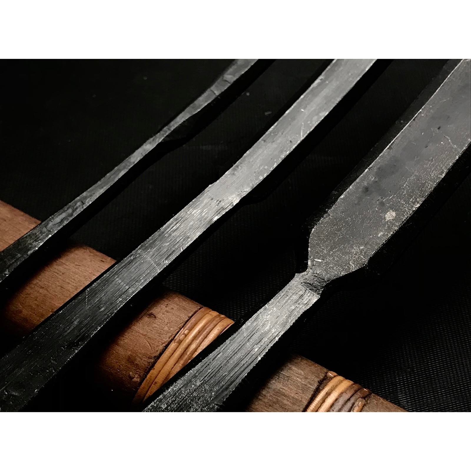 Mori Saya chisels set with White steel / 杜 清玄作 鞘造り鑿 白紙一号鋼