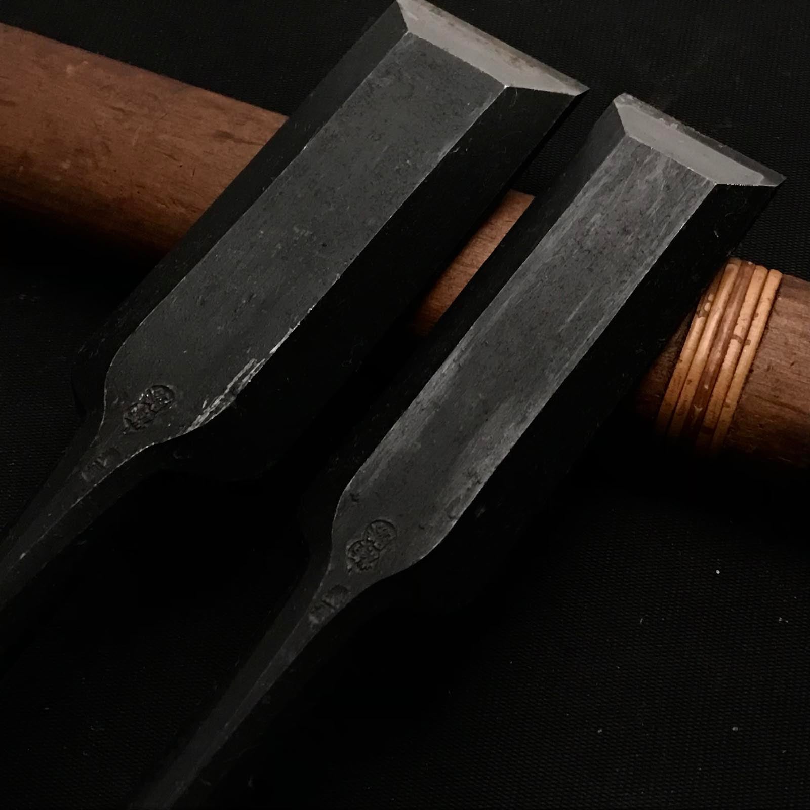 Old stock Terukatsu Slick Chisels (Anayanomi) with white steel 掘出し物 輝勝 穴屋鑿 30,36mm