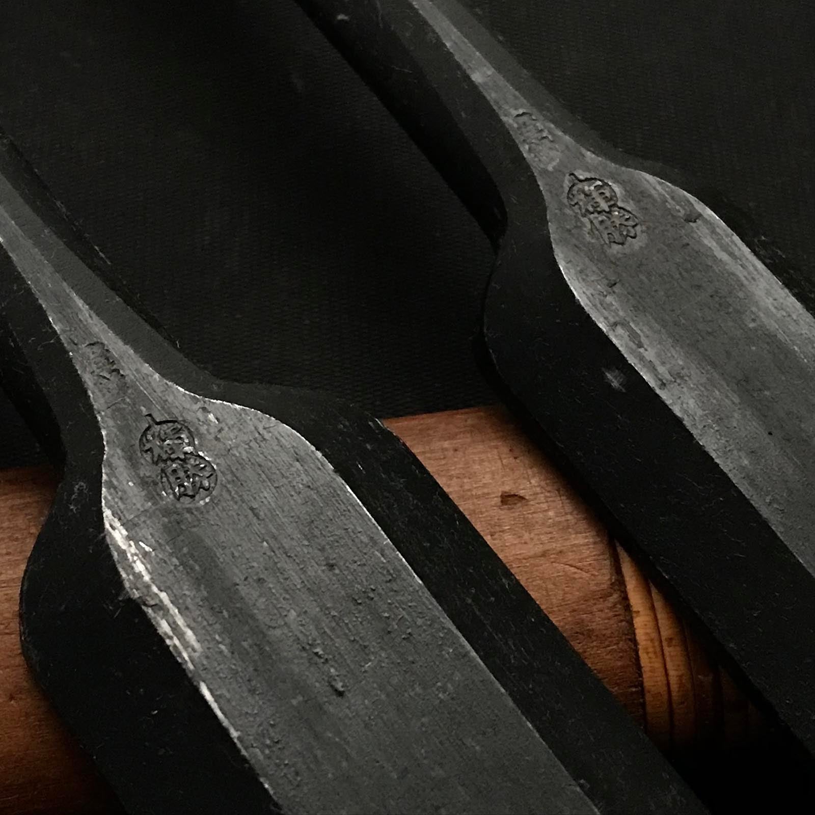 Old stock Terukatsu Slick Chisels (Anayanomi) with white steel 掘出し物 輝勝 穴屋鑿 30,36mm