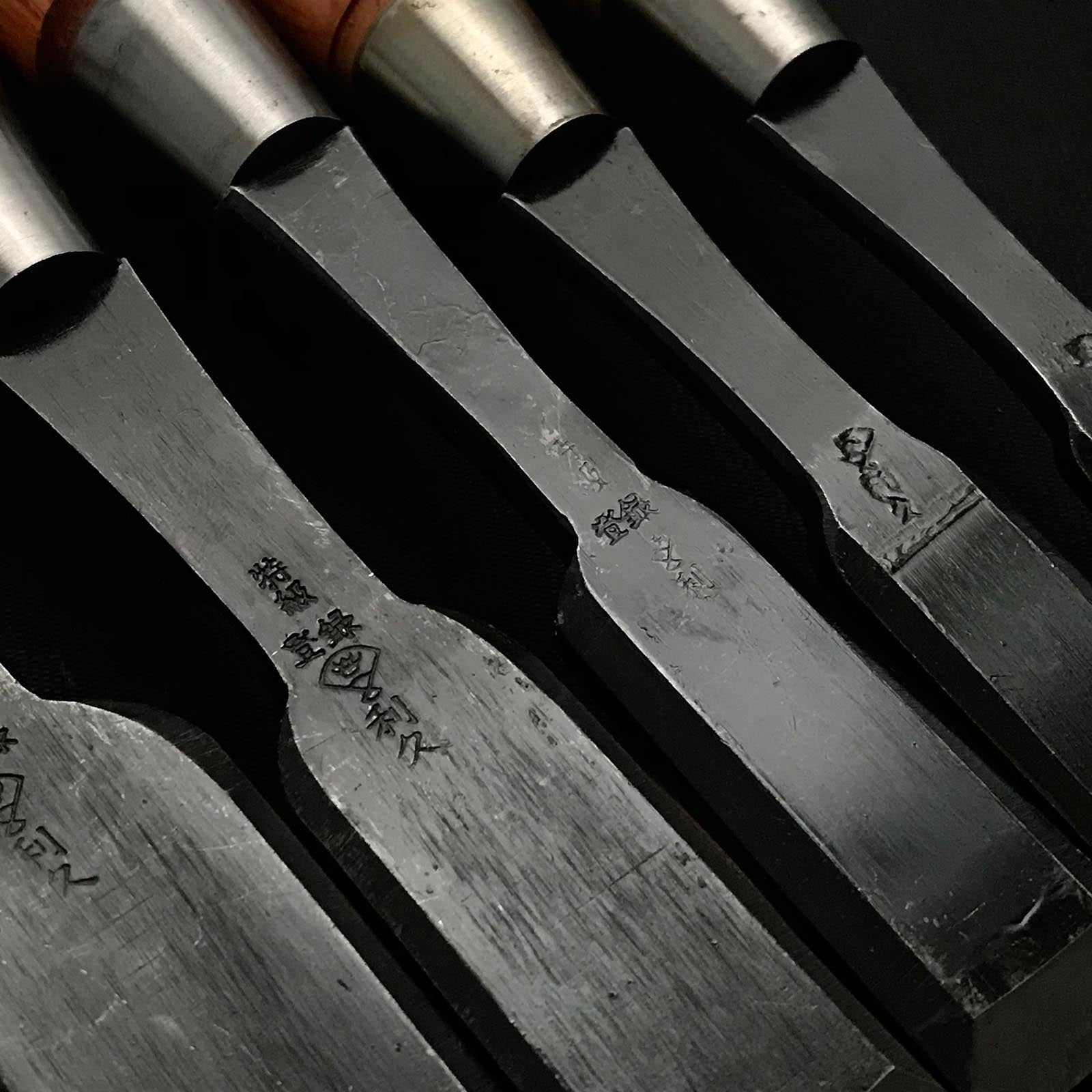Old stock Toshihisa Hiramachi type Bench chisels set 掘出し物 利久 平待追入鑿 7本組 Hiramachi-nomi