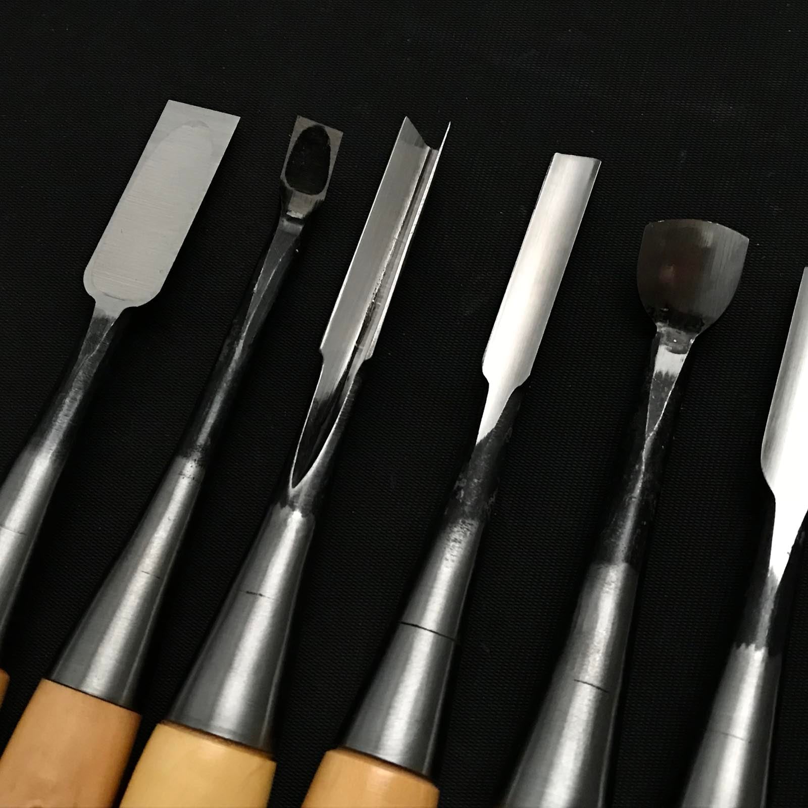 旧蔵 大和小槌 組柄付彫刻刀セット 掘り出し物 倭小槌 彫刻組鑿 グミ柄 10本