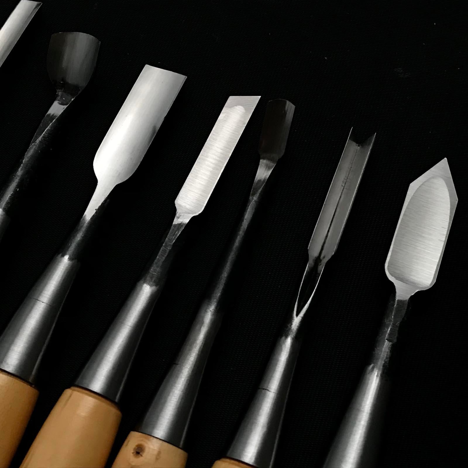 旧蔵 大和小槌 組柄付彫刻刀セット 掘り出し物 倭小槌 彫刻組鑿 グミ柄 10本