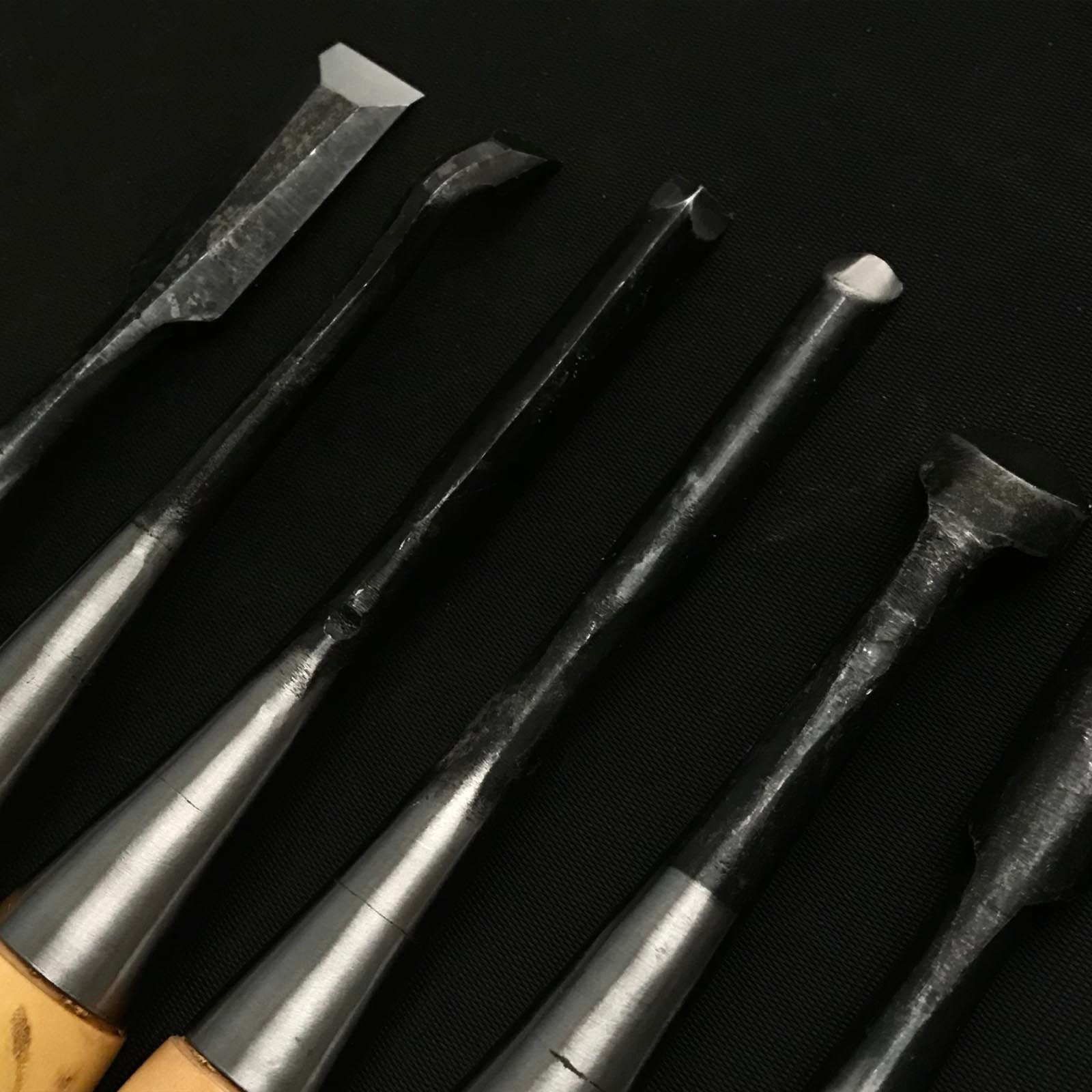 旧蔵 大和小槌 組柄付彫刻刀セット 掘り出し物 倭小槌 彫刻組鑿 グミ柄 10本