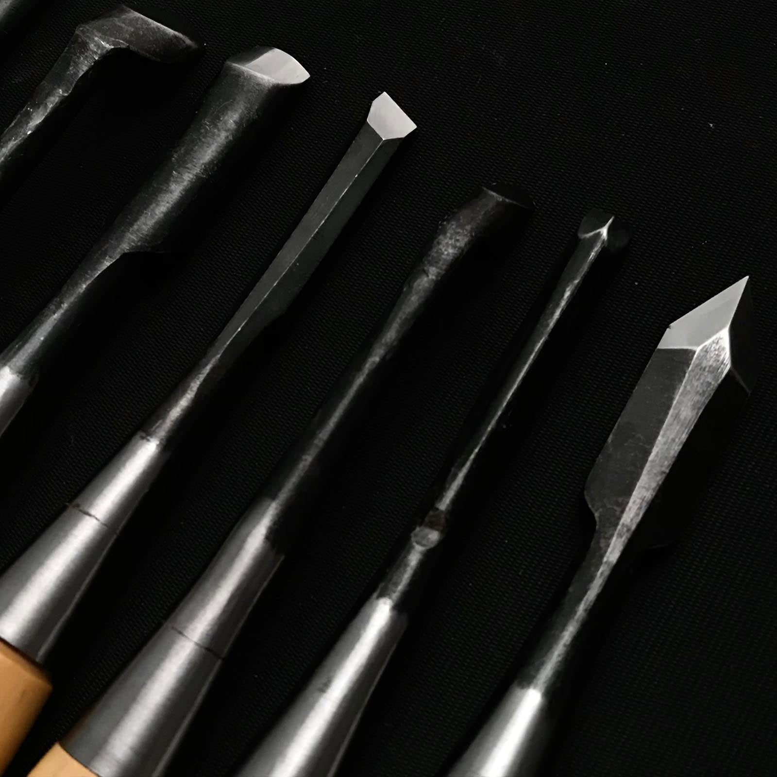 旧蔵 大和小槌 組柄付彫刻刀セット 掘り出し物 倭小槌 彫刻組鑿 グミ柄 10本