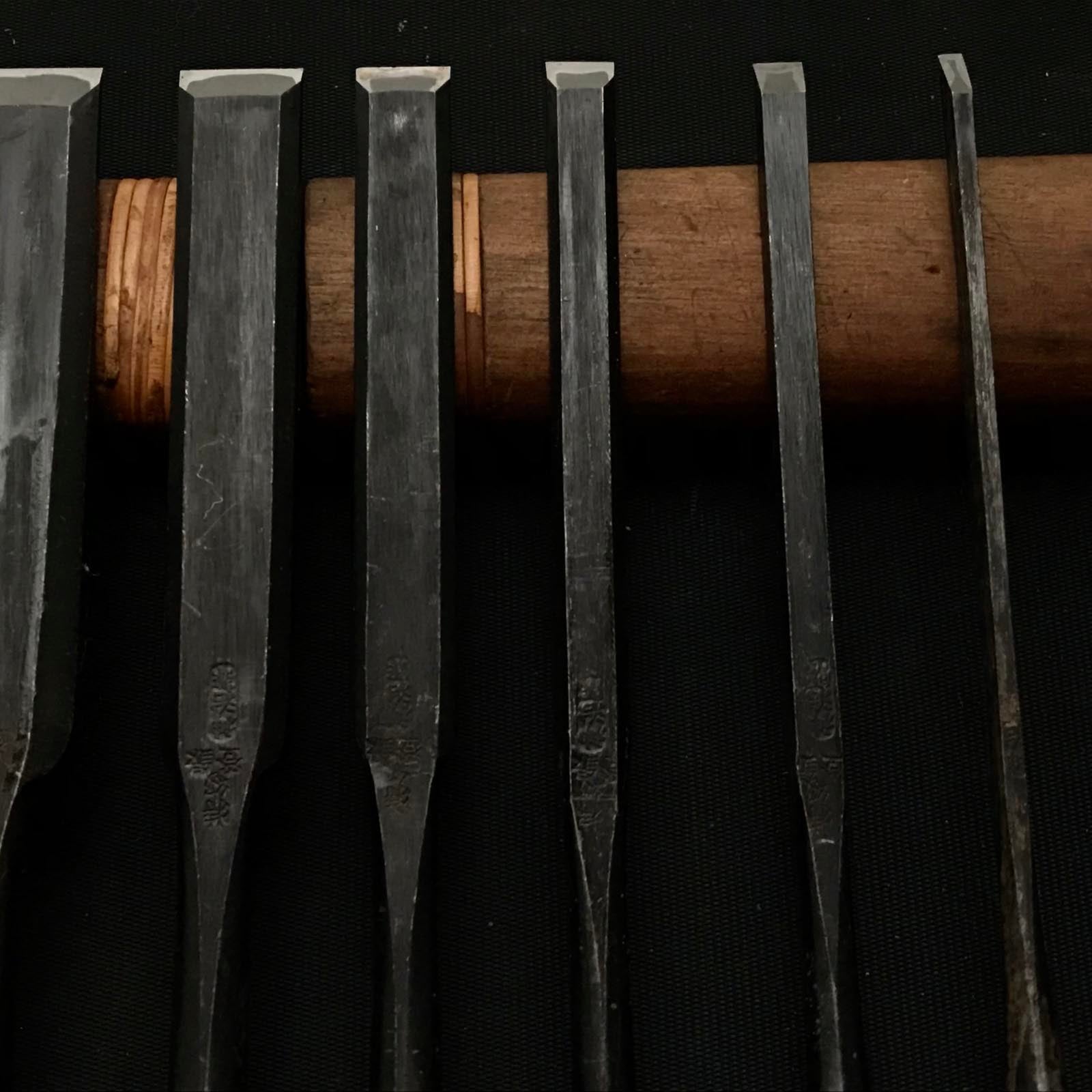 Old stock Kamijisaku Paring chisels set 掘出し物 神治作 薄鑿10本組 Usunomi