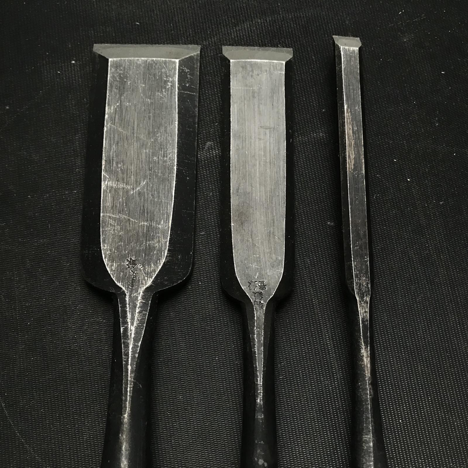 Old stock Paring chisels by Miki Unknown smith 掘出し物 薄鑿 三木製 Usunomi 9,12,24,36mm