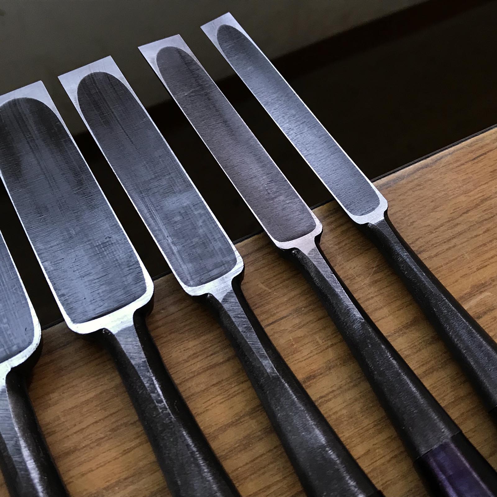 Fujihiro Dovetail Paring chisels by Chuutarou Imai 今井忠太郎作 二治弘 鎬薄鑿 Usunomi 12,15,18,24,30,36mm