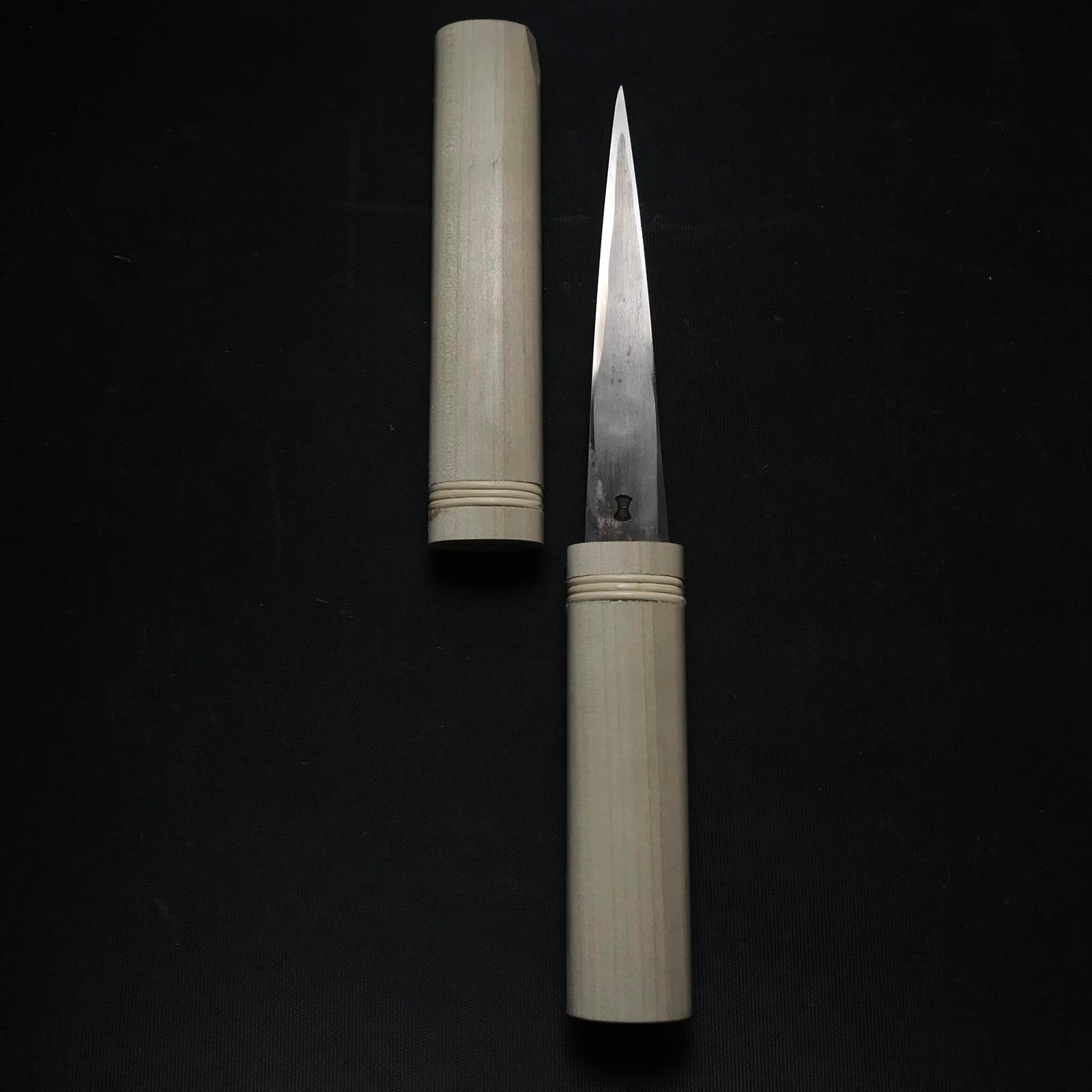 Old stock Kaneharu Kuri Kokatana (Carving knife) with white steel  掘出し物 包春 繰小刀 左 140mm