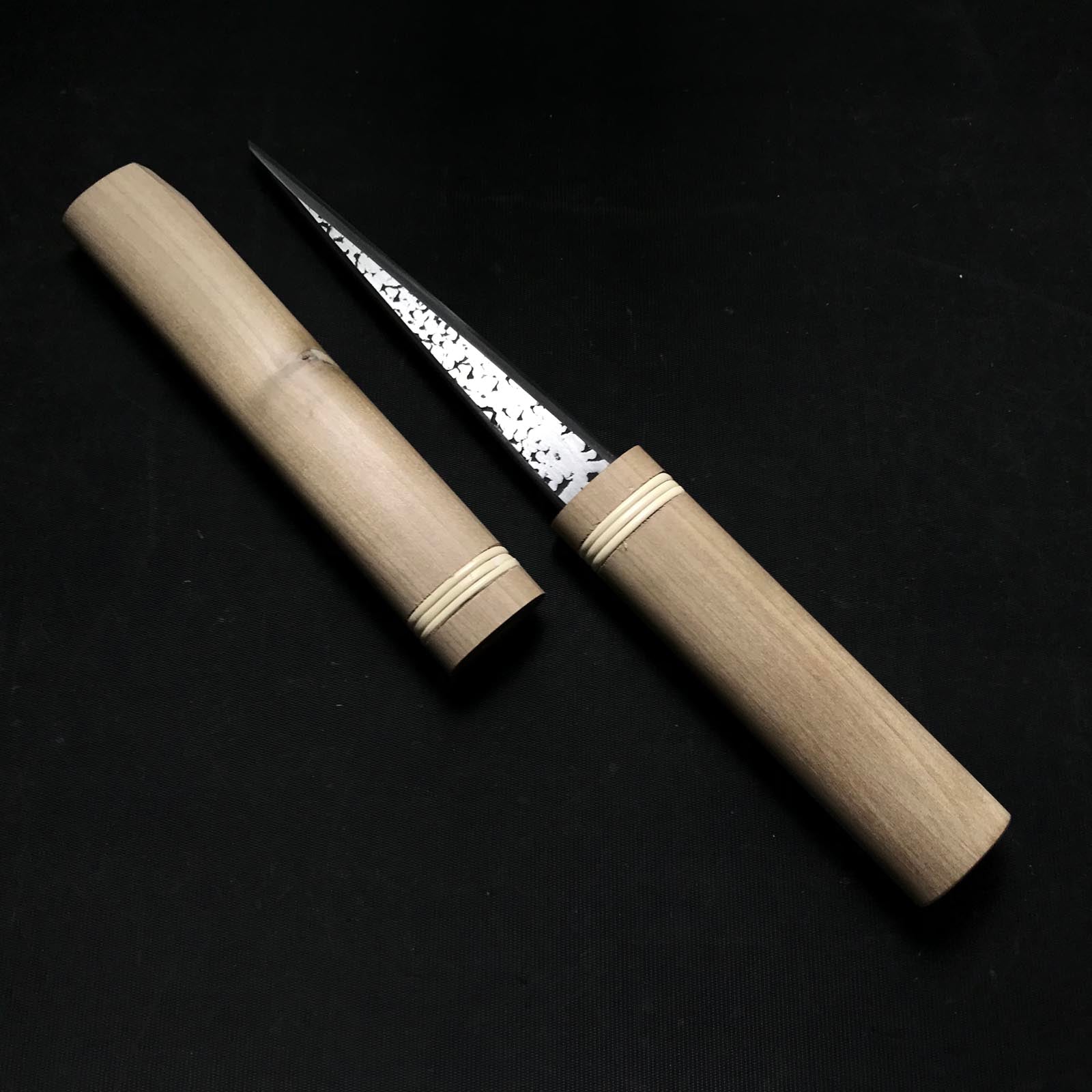 Old stock #2 Sakamitsu 1st generation Kuri Kokatana (Carving knife) with white steel 掘出し物 初代坂光作 繰小刀 右 130mm