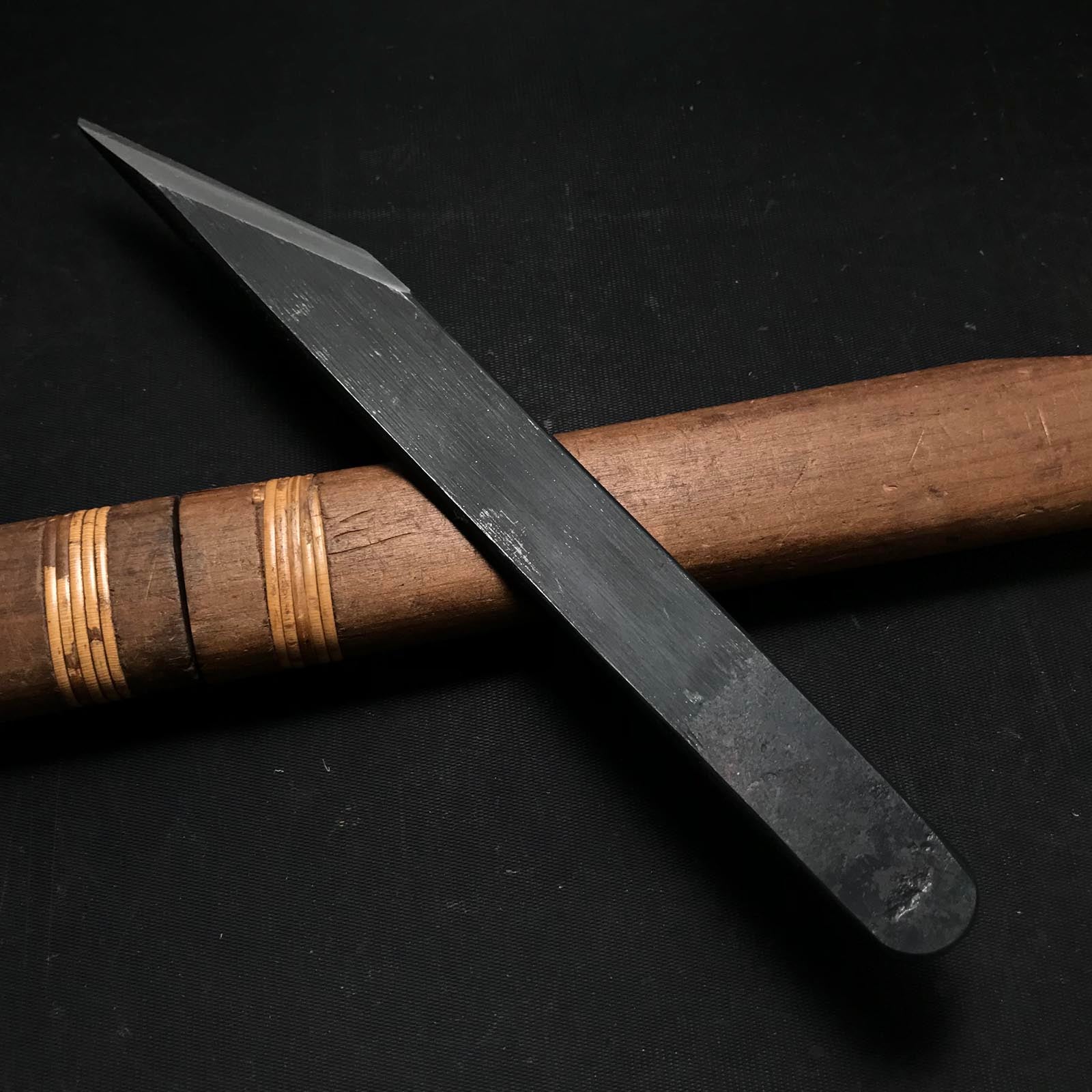 Old stock Sakamitsu 1st generation Kiridashi Kokatana with white steel 掘出し物 初代坂光作 厚手切出し小刀 右 24mm
