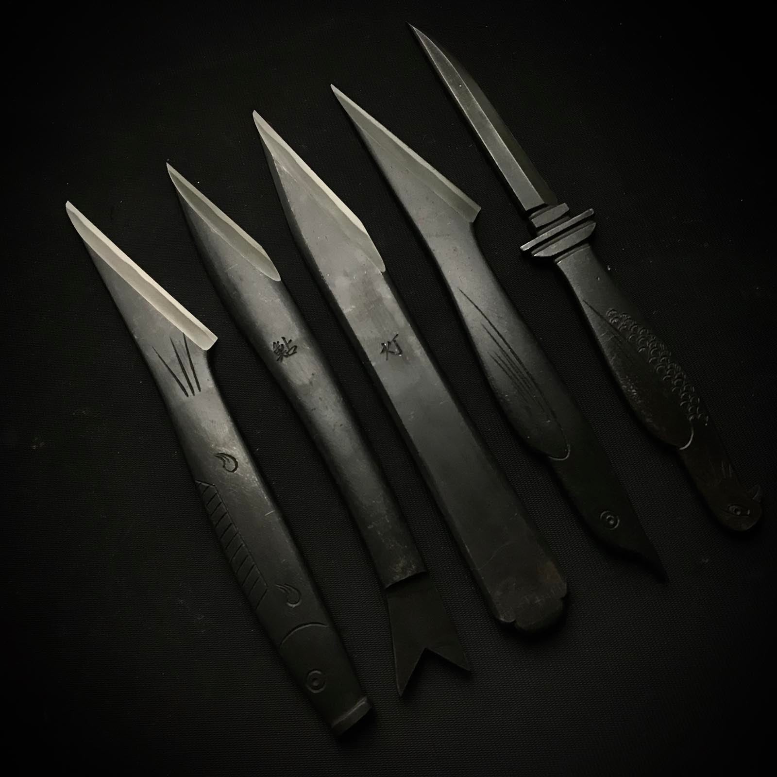 Old stock Sukemaru 3rd Kiridashi Set by Kanda Kioku 掘出し物 碓氷金三郎 三代目助丸作 切出し 五本組