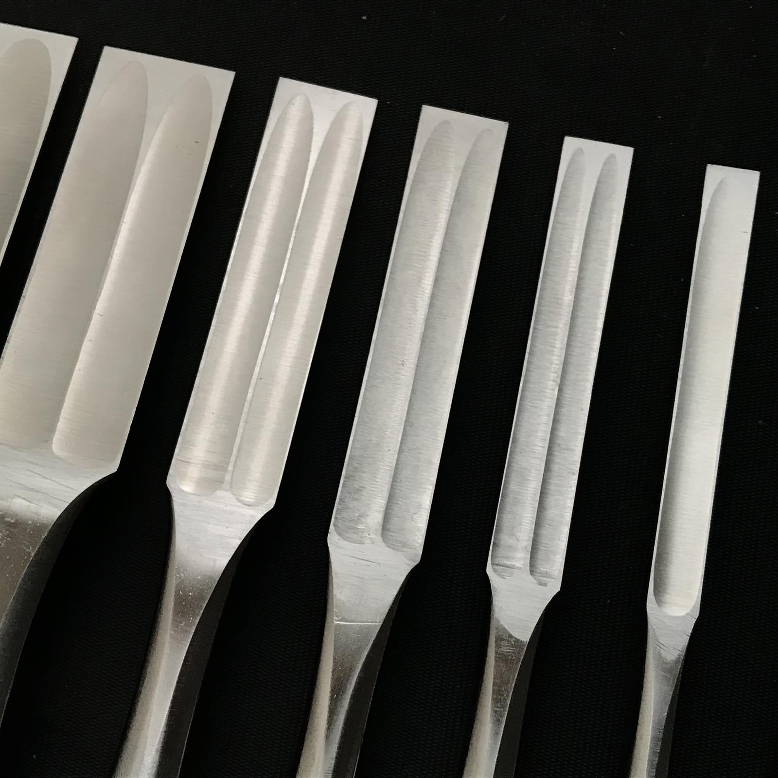 Sukemaru 4th High-Speed Steel Damekiri chisels by Usui Yoshio 四代助丸 碓氷淑郎 ハイス鋼 ダメ切り鑿 三本裏 Damekirinomi