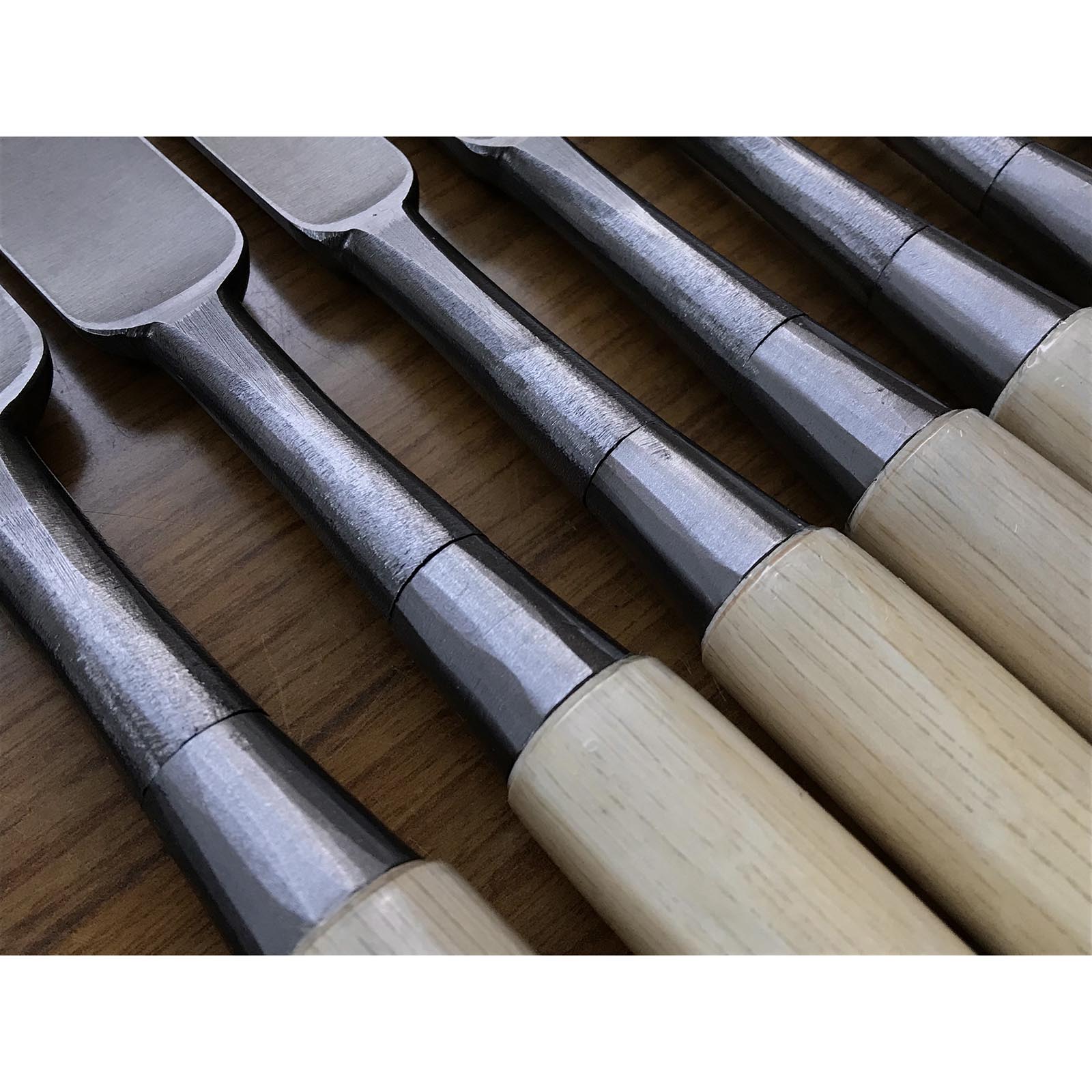 Tasai #2 Bench chisels set with blue steel Oirenomi 田斎作 磨き仕上 追入組鑿