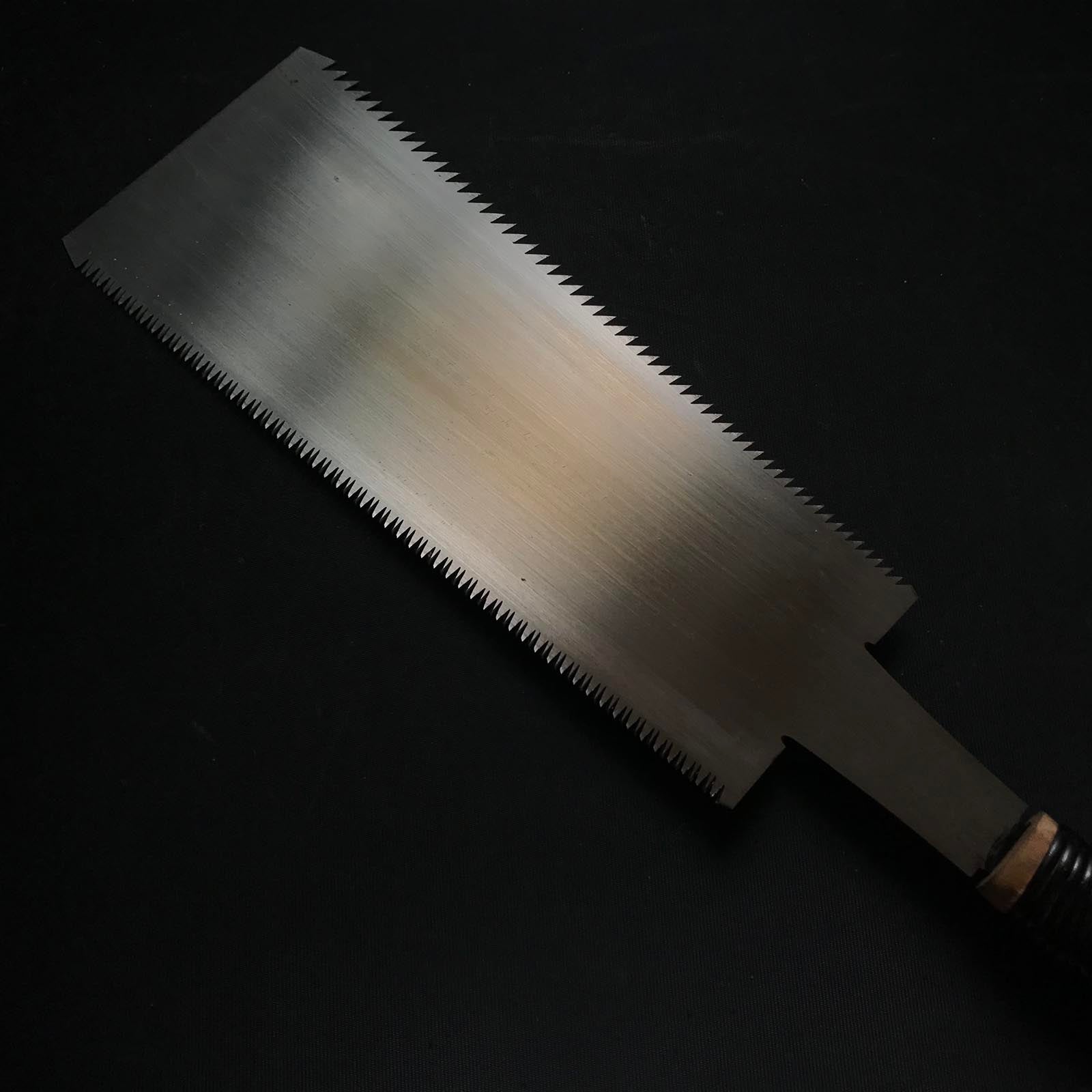 #R4 Ready to use! Old stock Double Edge (Ryoba) Saw with Eddy Type Handles set by Kurashige 直ぐ使い 倉重栄助氏目立 渦巻き柄 両刃鋸 270mm