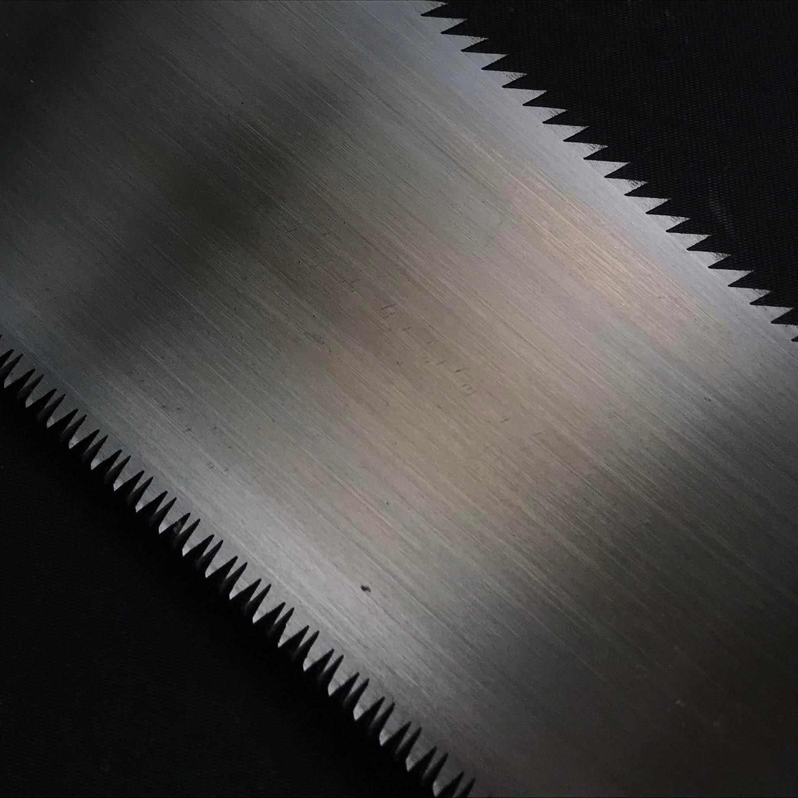 #R4 Ready to use! Old stock Double Edge (Ryoba) Saw with Eddy Type Handles set by Kurashige 直ぐ使い 倉重栄助氏目立 渦巻き柄 両刃鋸 270mm