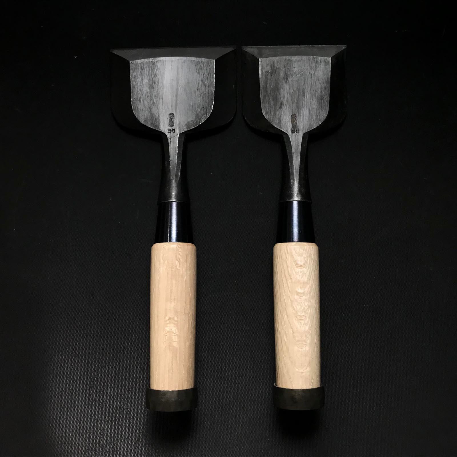 Ioroi Extra width Bench chisels with Triple Ura by Ioroi 五百蔵作 幅広追入鑿 三つ裏 75,90mm Oirenomi
