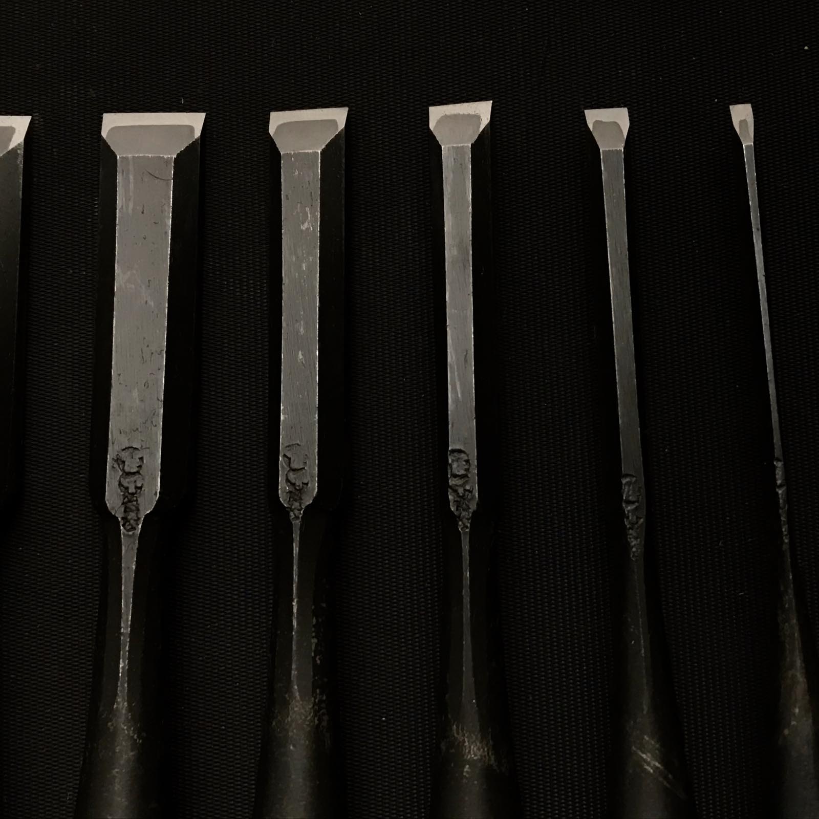 Old stock Bench chisels set of Yamahiro's early works 岡山猛作 追入10本組鑿 山弘 三分長柄 Oiirenomi