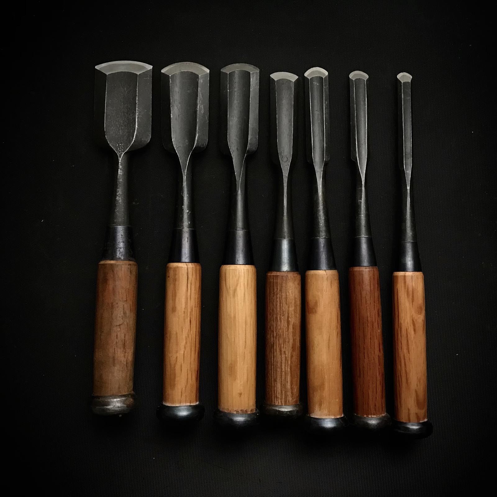 #7 旧蔵 外丸ノミセット 白鋼 掘り出し物 外丸組鑿 7本組 外丸ノミ