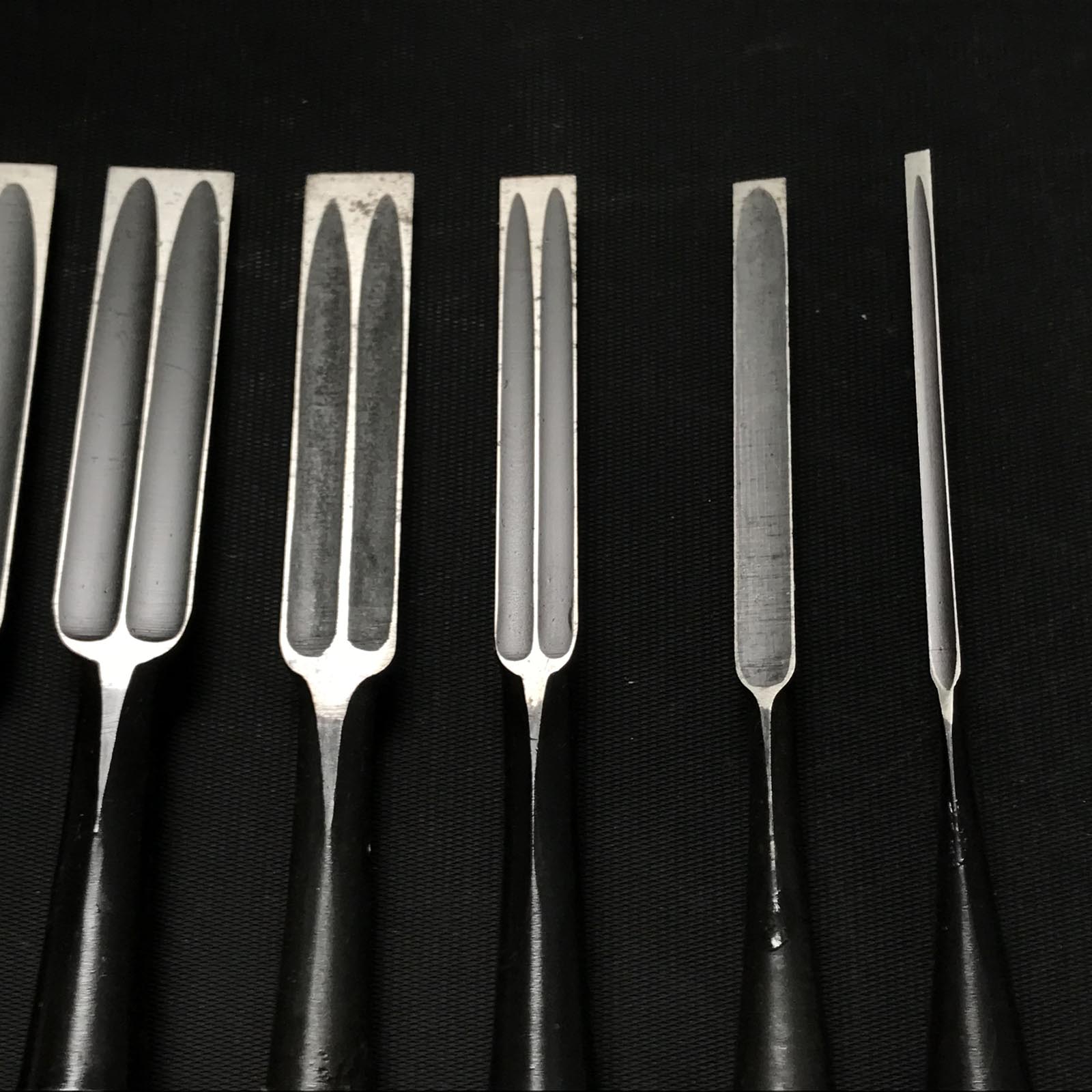 #M117 Mixed set for beginner Bench chisels set by unknown smith バラ鑿合わせ 初心者におすすめ 追入組鑿 作者不明 Oirenomi