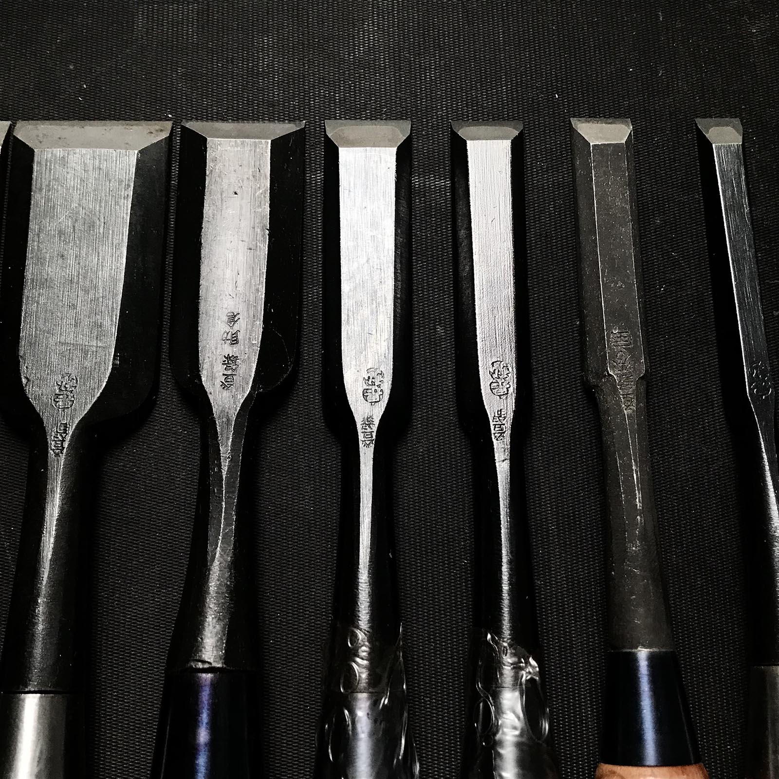#M118 Mixed set for beginner Bench chisels set by unknown smith バラ鑿合わせ 初心者におすすめ 追入組鑿 作者不明 Oirenomi