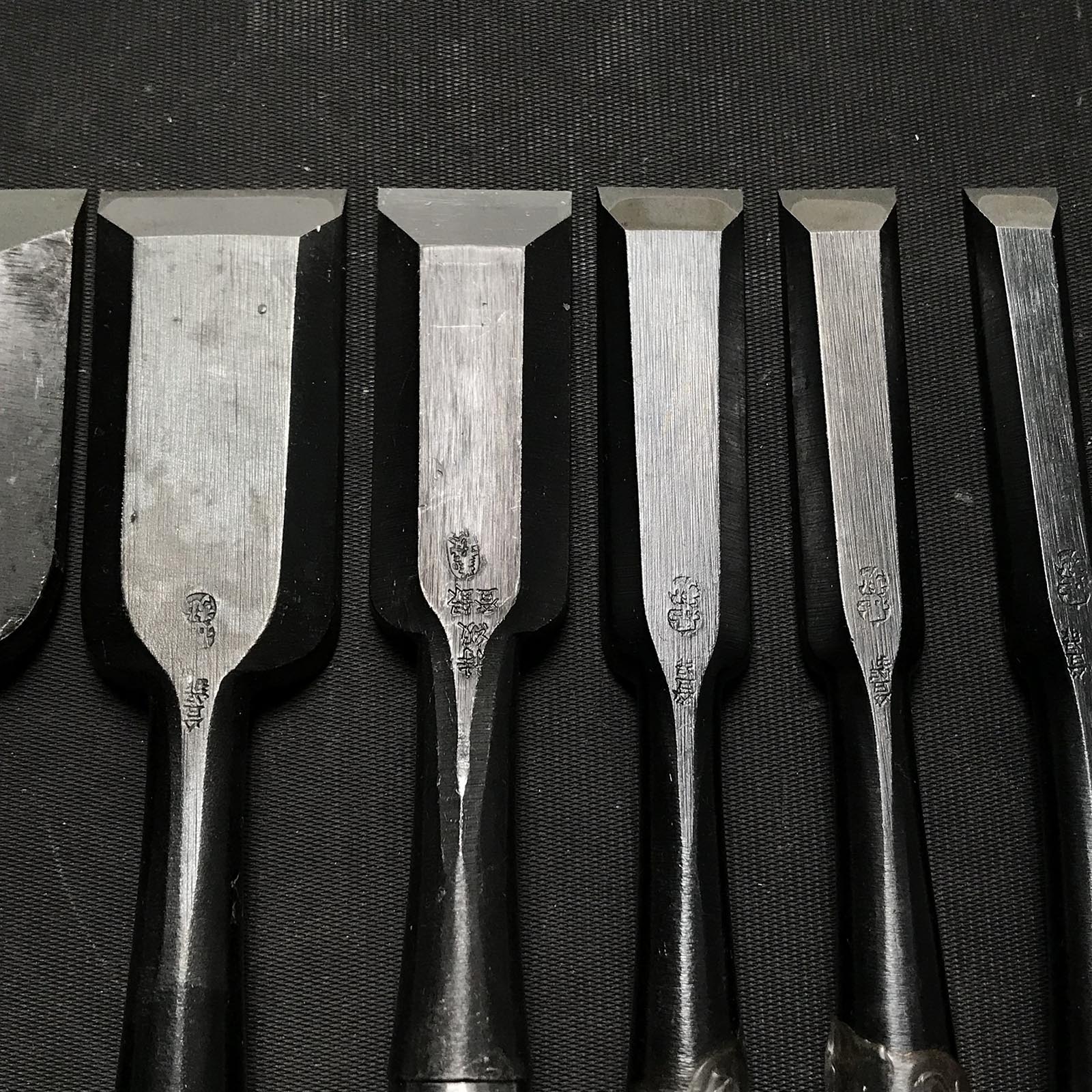 #M119 Mixed set for beginner Bench chisels set by unknown smith バラ鑿合わせ 初心者におすすめ 追入組鑿 作者不明 Oirenomi