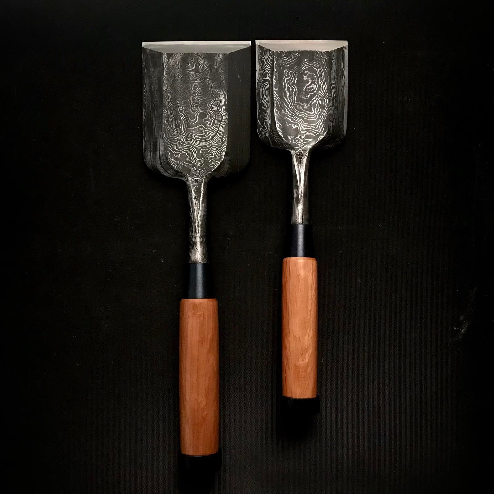 Sukemasa Extra width Timber chisels with white steel 助正 墨流し 幅広叩き鑿 75,90mm Tatakinomi