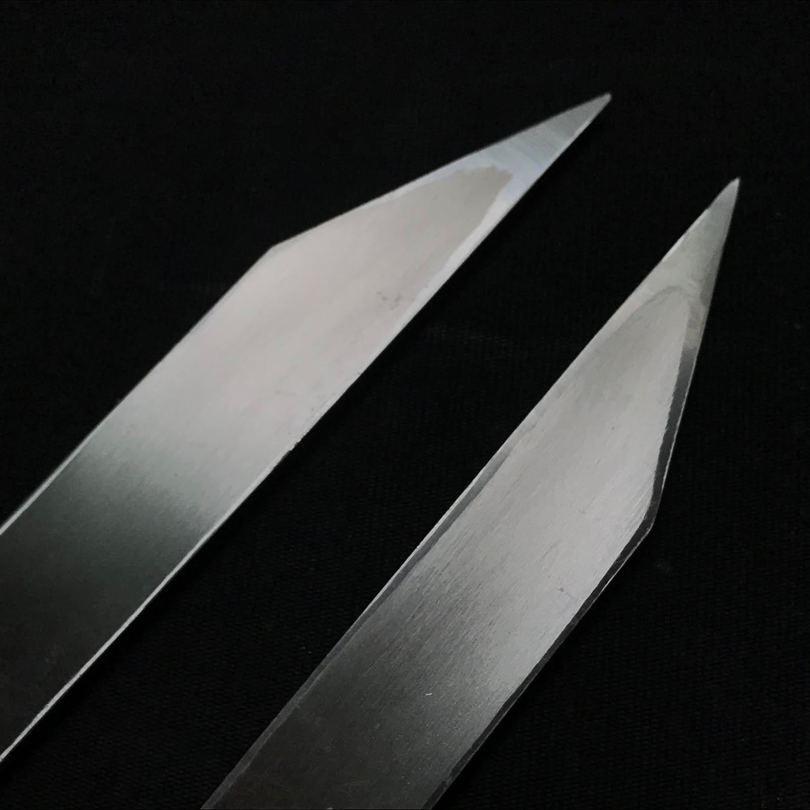 MIKI Kiridashi by Tsunesaburo with Powder metallurgy HSS steel 酒壺 常三郎作 黒打 粉末ハイス鋼 切出し小刀 18,21mm