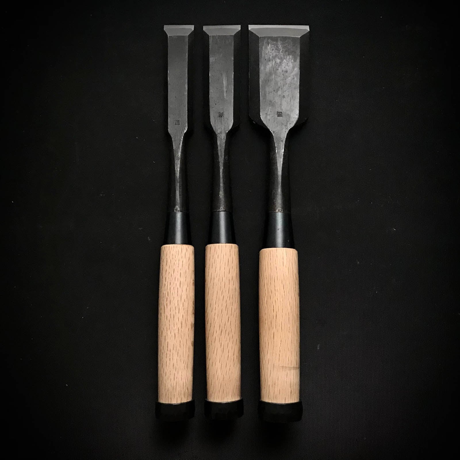 Kanetake Timber chisels by Takahashi Norikazu 高橋典三作 カネ武 叩鑿 Tatakinomi 24,30,48mm