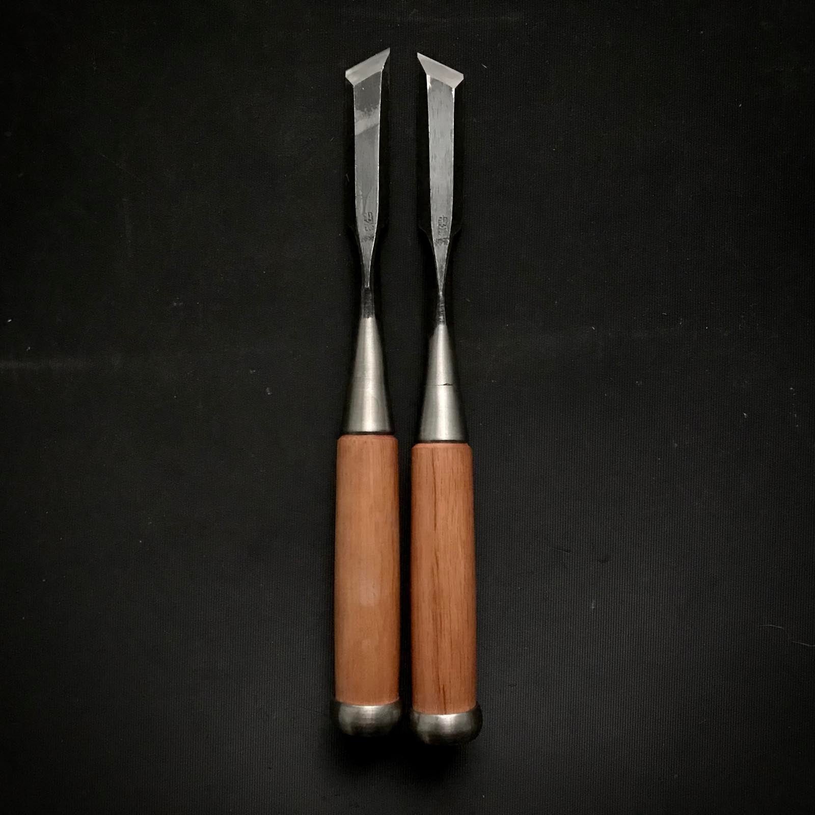 Old stock Esaku Shorter Timber Oblique chisels Set 英作 イスカ中叩鑿 セット 18mm