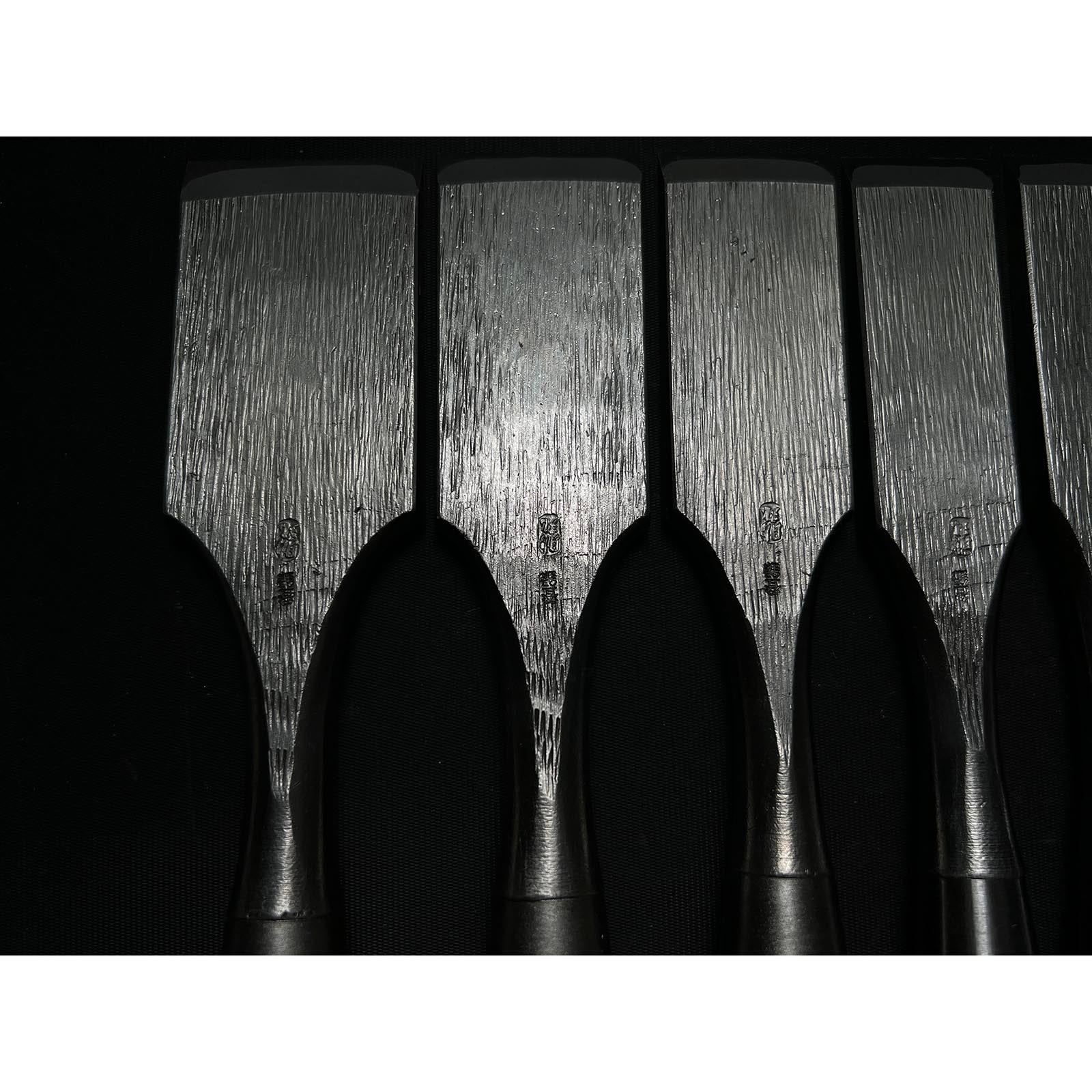 Old stock Sukemaru 3rd Damekiri chisels set with Triple ura 掘出し物 三代助丸作 碓氷金三郎氏 ダメ切り7本組鑿 Damekirinomi