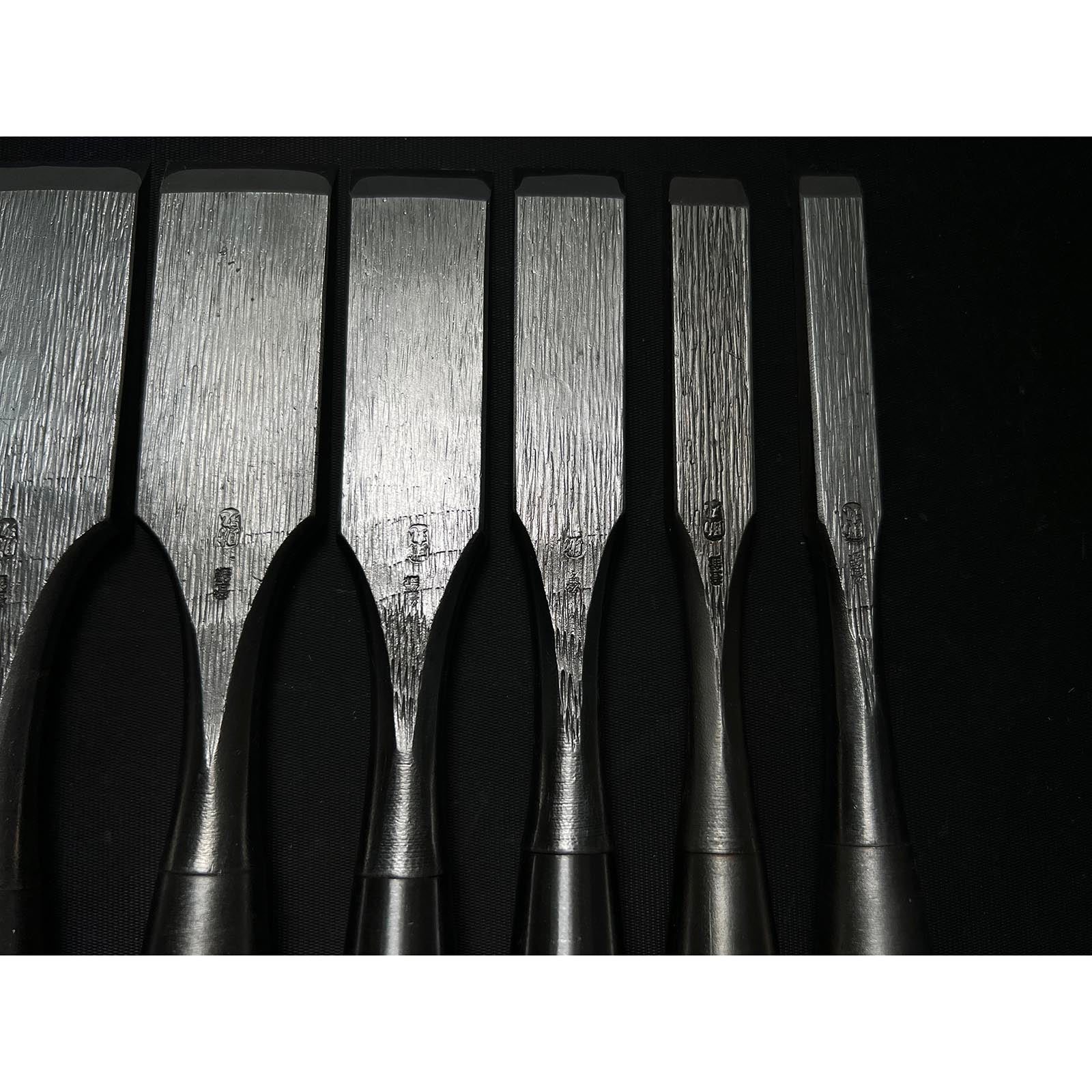 Old stock Sukemaru 3rd Damekiri chisels set with Triple ura 掘出し物 三代助丸作 碓氷金三郎氏 ダメ切り7本組鑿 Damekirinomi