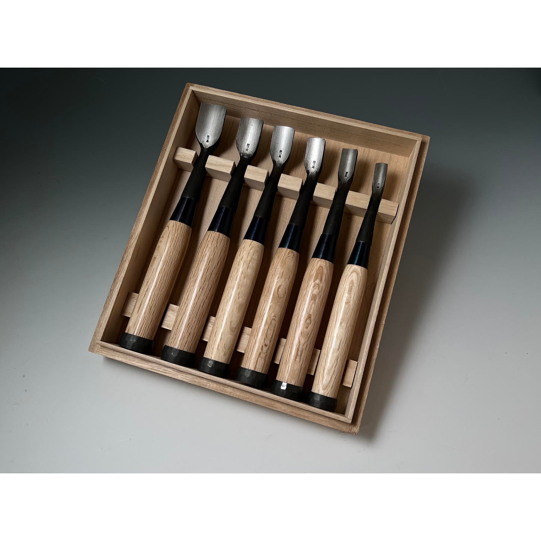 Chotousei Spoon chisels set Carving chisels with blue steel 彫刀晟 小倉彫刻刃物製作所 丸曲組鑿 青紙鋼