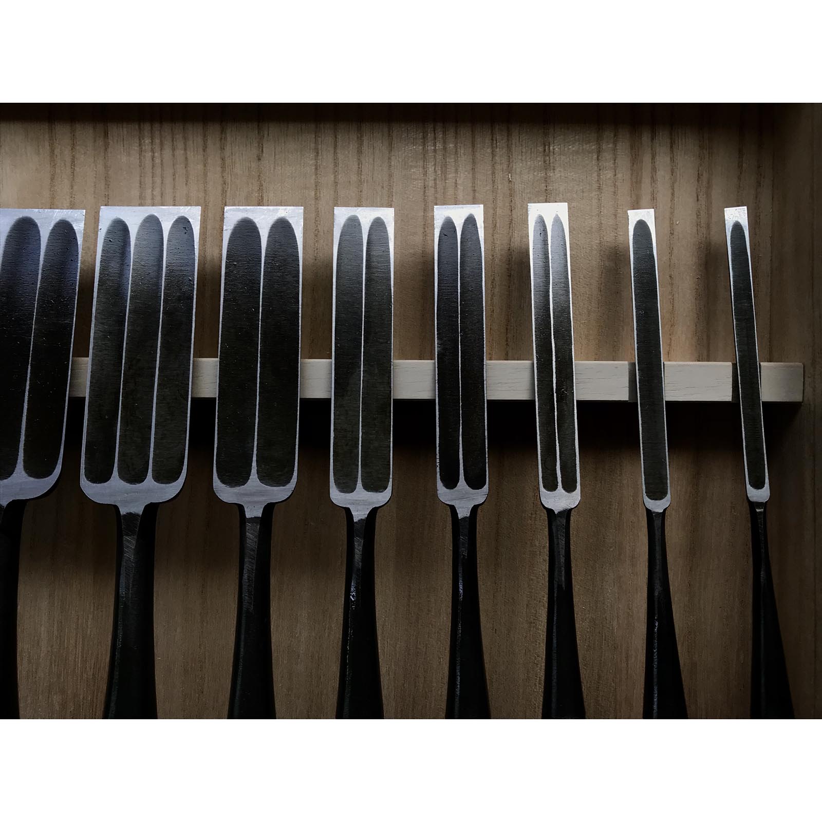 Fujihiro Koumaru Type Paring chisels set by Chuutarou Imai 今井忠太郎作 二治弘 甲丸薄組鑿 Usuinomi