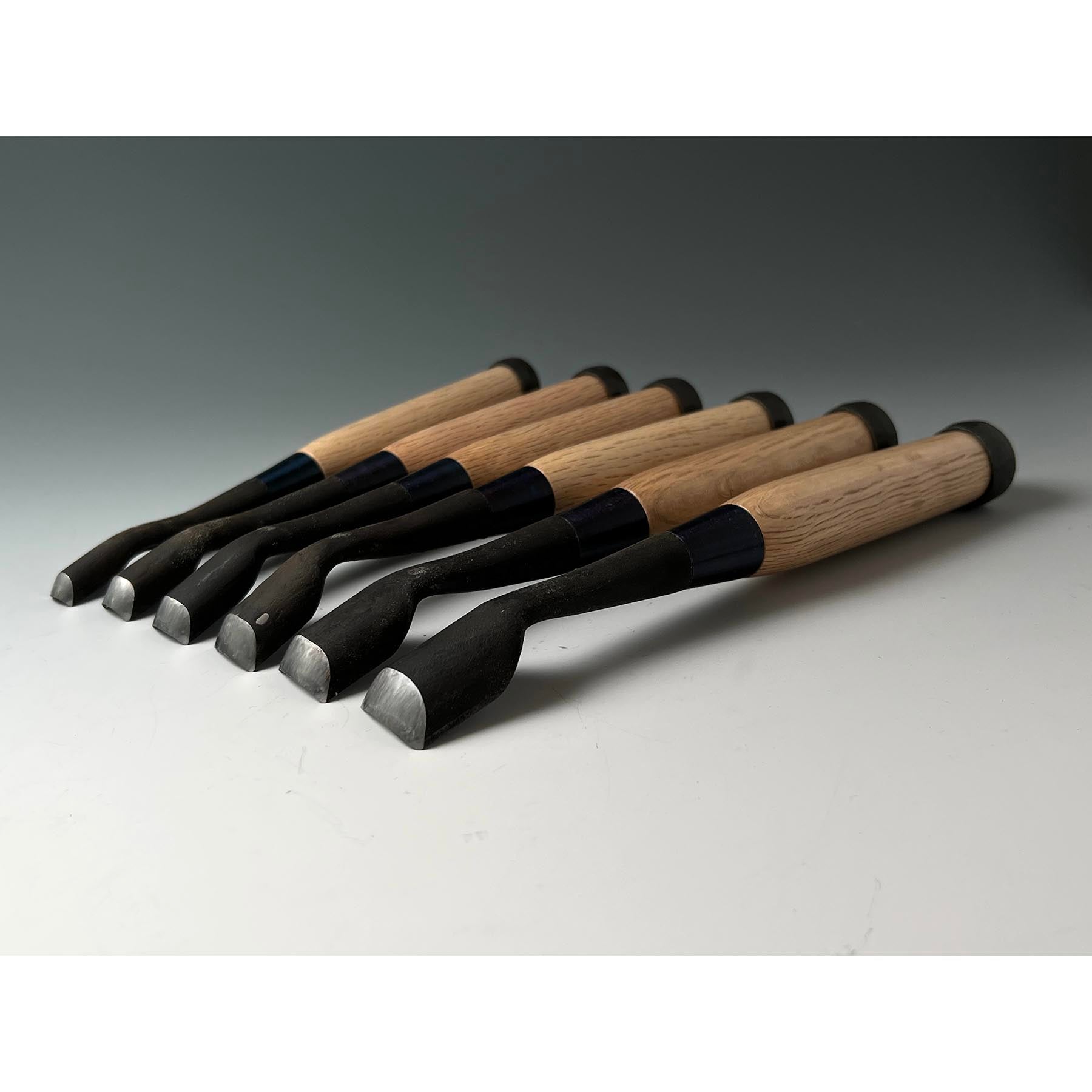 Chotousei Spoon chisels set Carving chisels with blue steel 彫刀晟 小倉彫刻刃物製作所 丸曲組鑿 青紙鋼