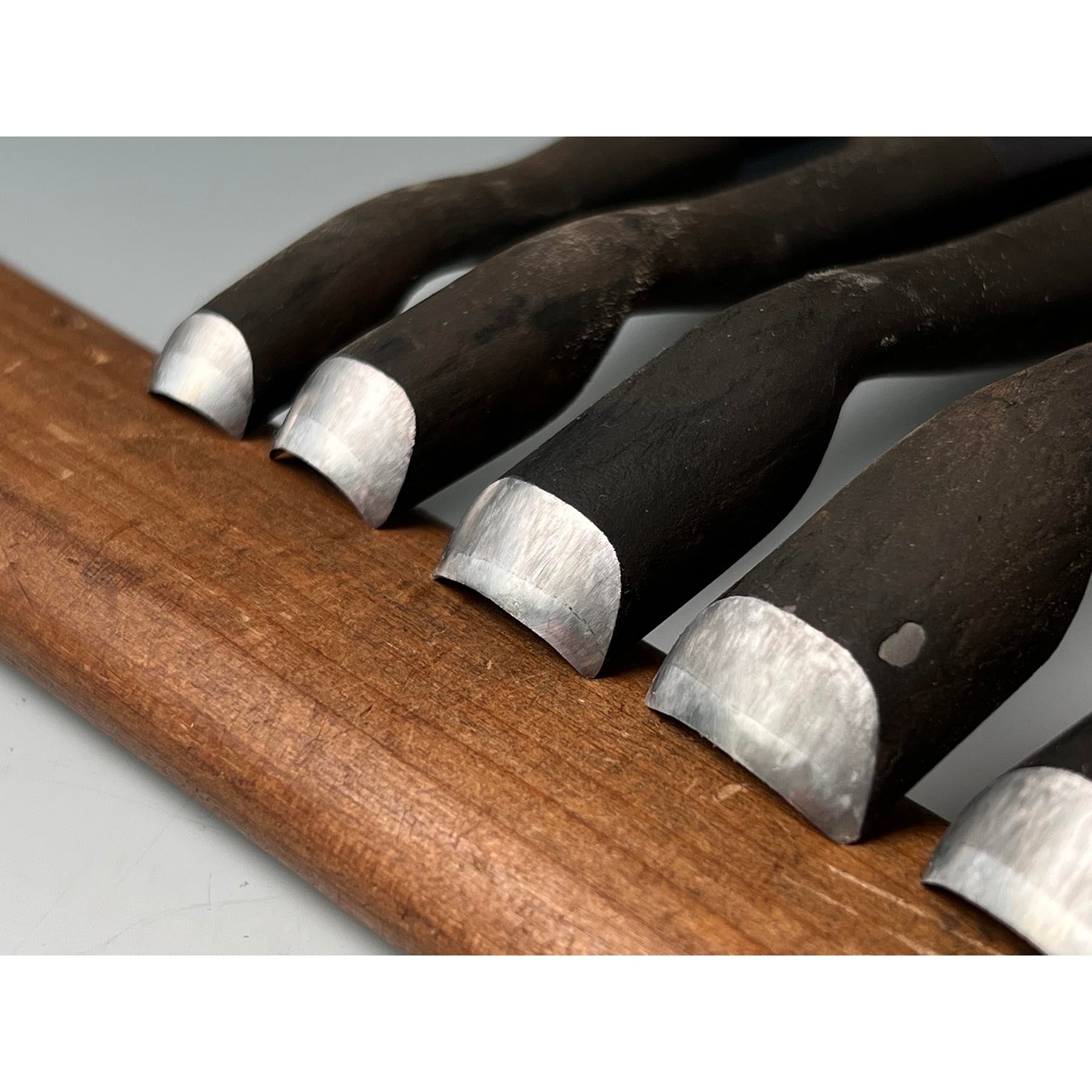 Chotousei Spoon chisels set Carving chisels with blue steel 彫刀晟 小倉彫刻刃物製作所 丸曲組鑿 青紙鋼