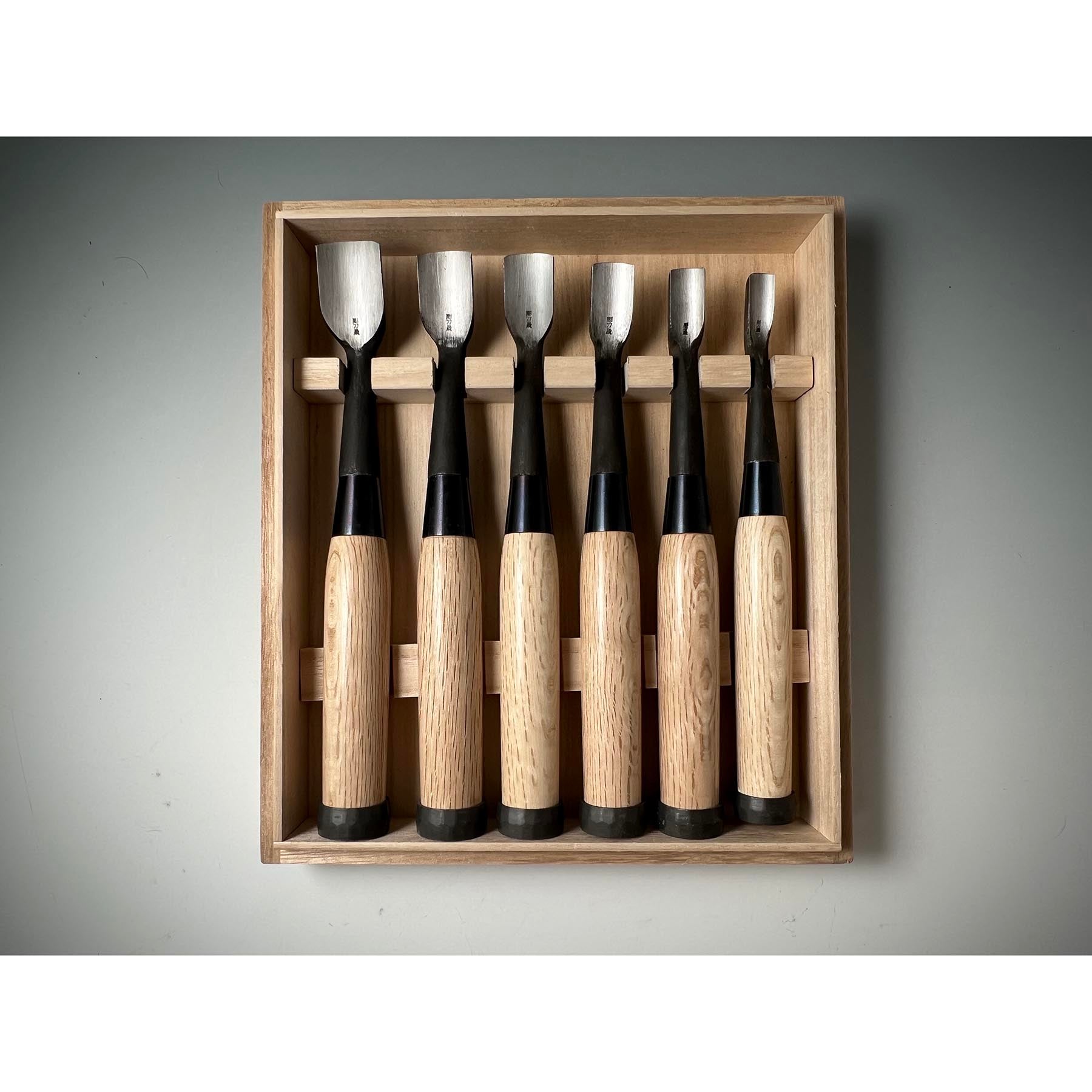 Chotousei Spoon chisels set Carving chisels with blue steel 彫刀晟 小倉彫刻刃物製作所 丸曲組鑿 青紙鋼